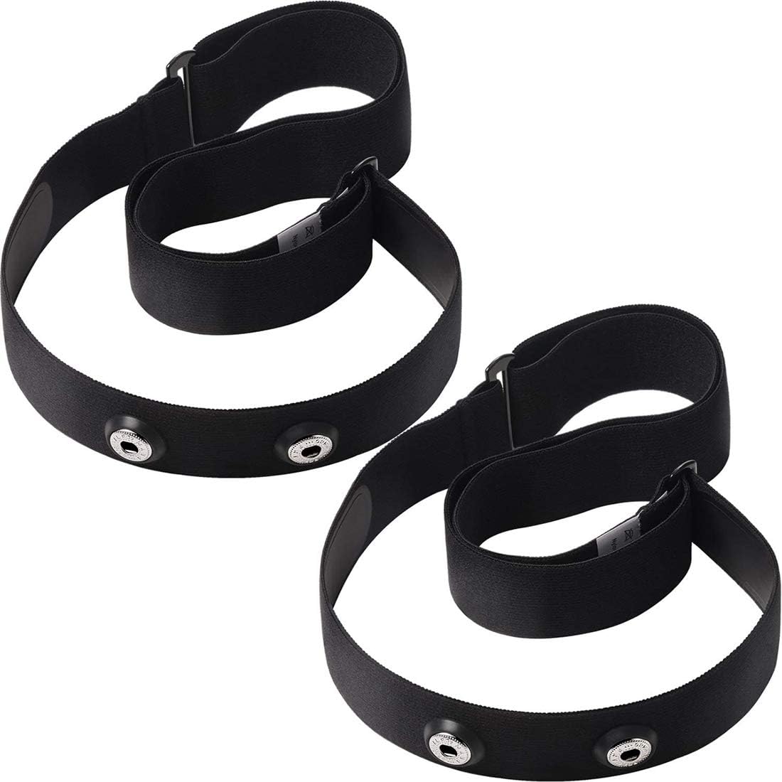 Heart Rate Chest Strap Replacement Belt Adjustable Elastic Band, Compatible with Polar and Garmin, 2 Pack, Black, Men and Women Universal, Chest Strap