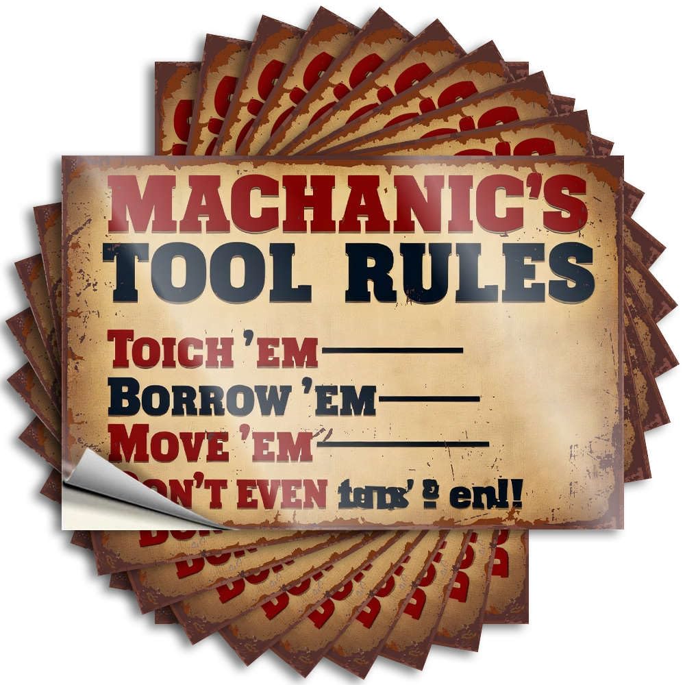 Southern Sticker, Birthday Window Mechanic's Tool Rules: Touch 'em, Borrow 'em, Move 'em | Funny Quote Thankful Decals(6X9CM)