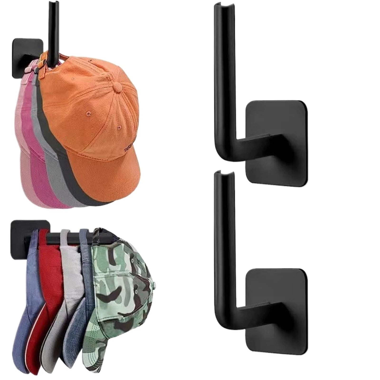 TRRYUIP Hat Storage 2/4PCS No Punching Strong Paste Hook Shelf Hat Rack Adhesive(2PCS)