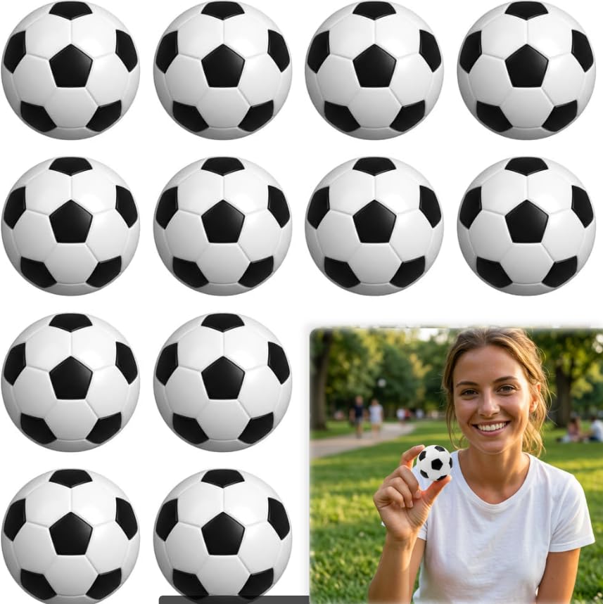 Mini Football 12 pcs Small 4 cm Football Set for Office Stress Relief and Party Games, Table Football Balls for Sports Enthusiasts, Portable Stress Management Tools for Adults