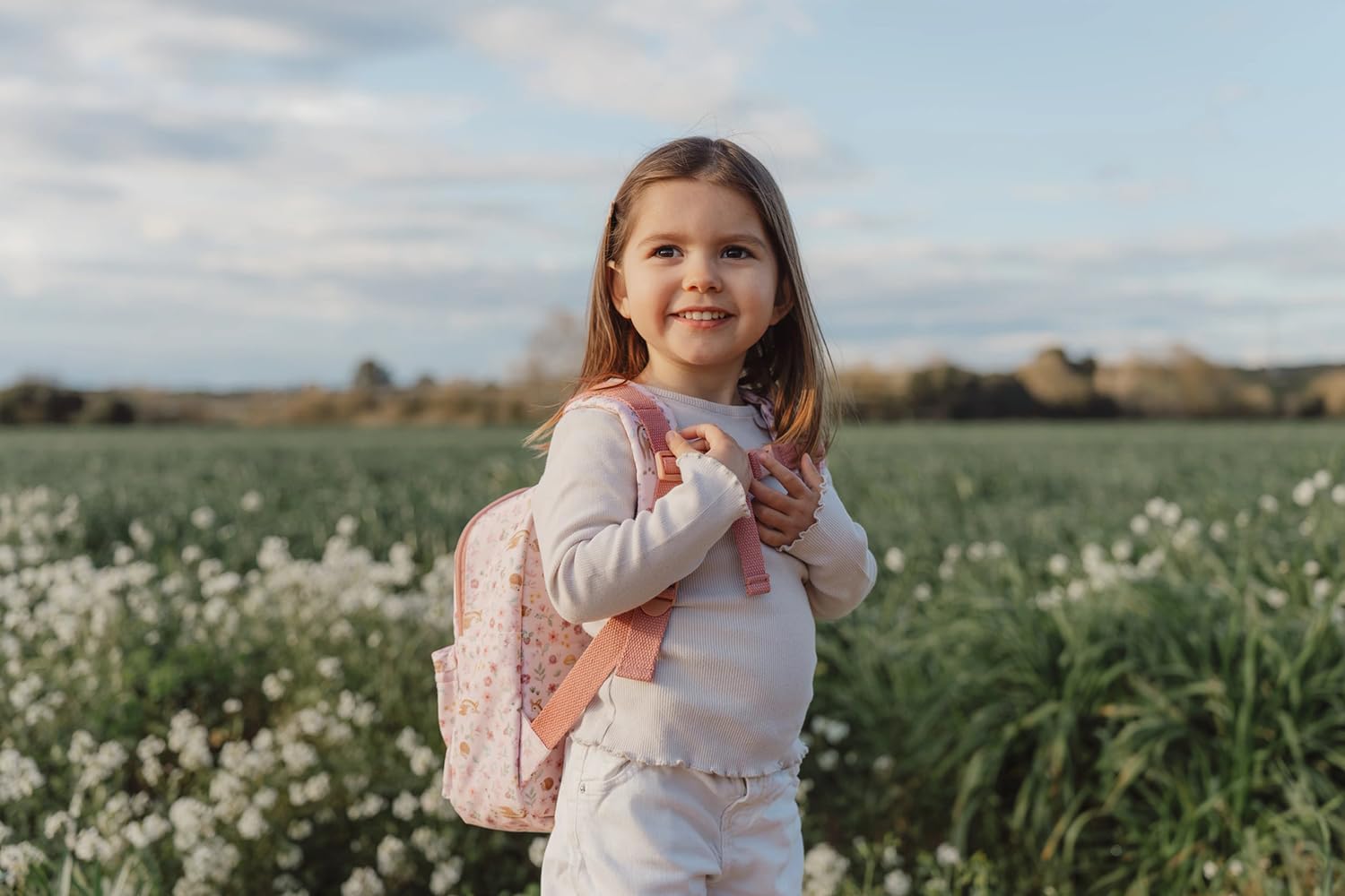 Little Dutch Mochila mochila infantil para niños guardería con correa para el pecho rosa, S, Jardín