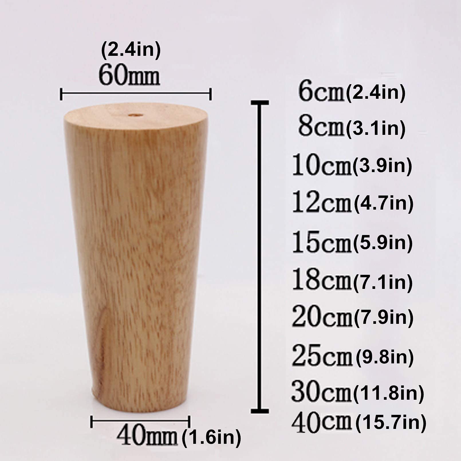 Gambe per Divano in Legno, mobili in Gomma, Piedini per Divano in Legno, Sostituzione Solida per Poltrona, armadietti per Pouf, cassettiera, Colore con Stelo filettato M8, Cono Dritto (10