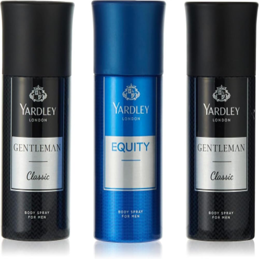 Yardley London Body Spray For Men'S,150 Ml - Pack Of 3, Assorted (Packaging May Vary)