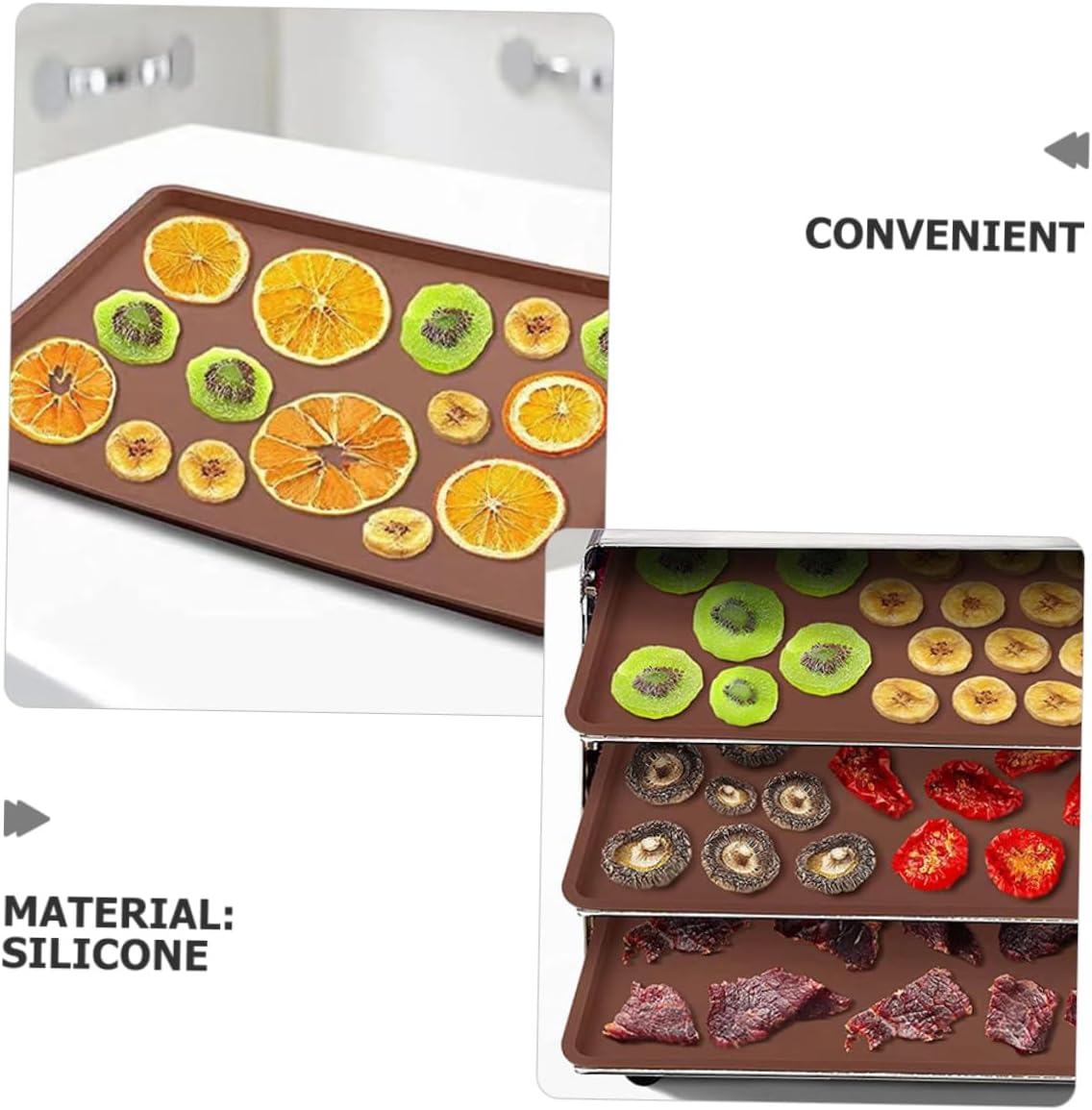 PRETYZOOM 16pcs Food Dehydrator Silicone Mat Nonstick - Reusable Kitchen Liner for Dehydrators and Ovens