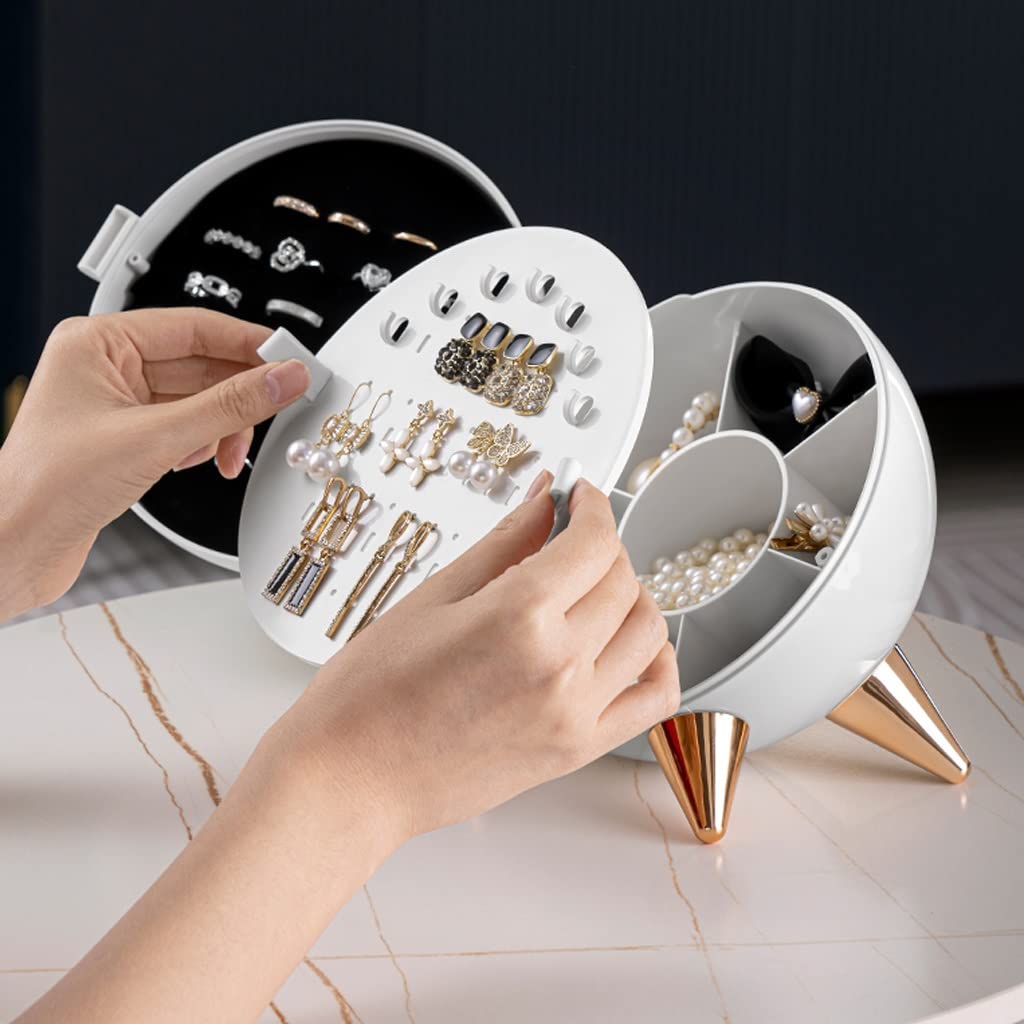 Moderno Creative Small Jewelry Box 3-Tiers Travel Gioielli Organizzatore Portatile Booni di Custodia for Gioielli for Orecchini Accessori Anello Regalo Porta Gioielli(A)