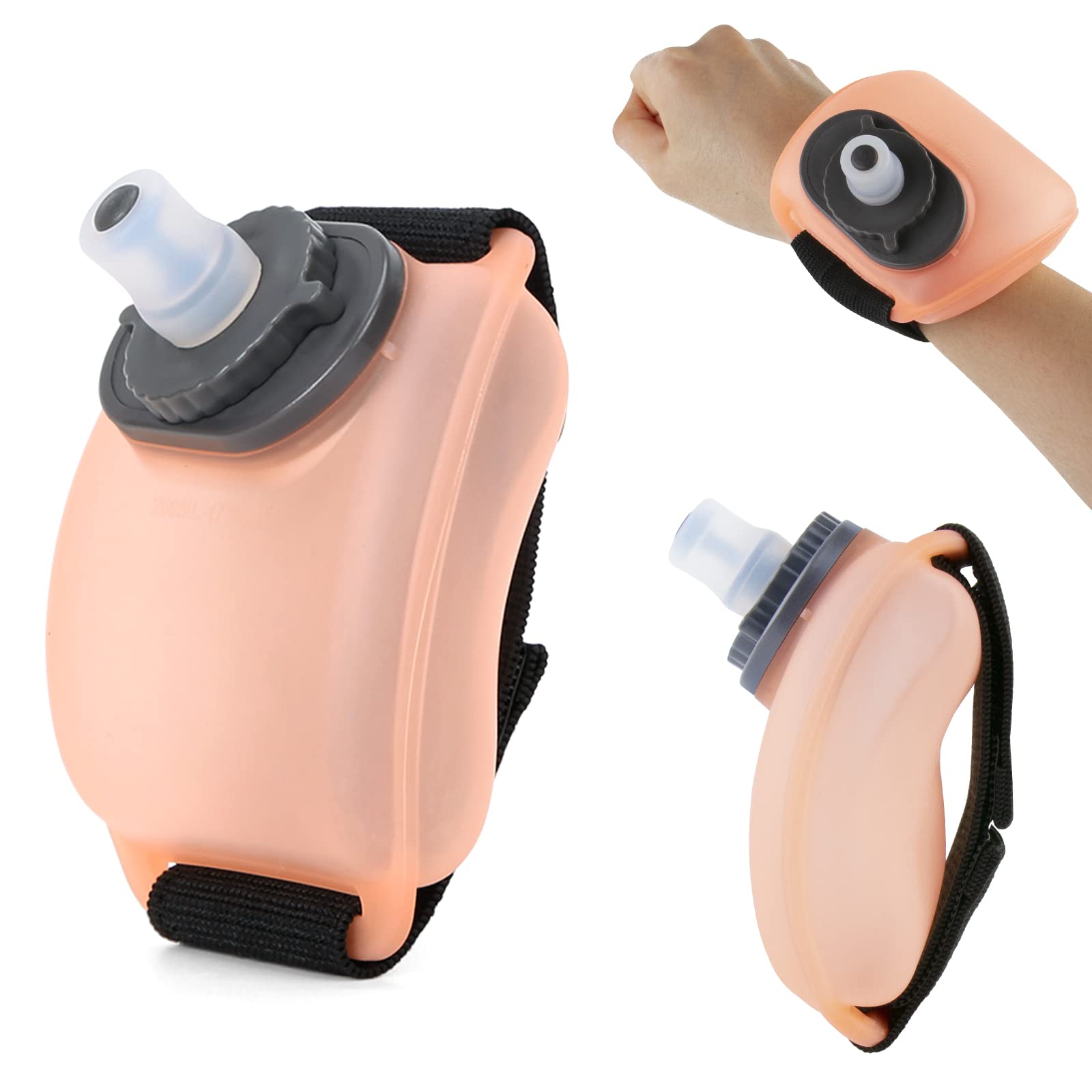 Bouteille D'Eau De Sport 200ml Silicone - Portée Au Poignet Avec Bracelet Réglable (Orange)