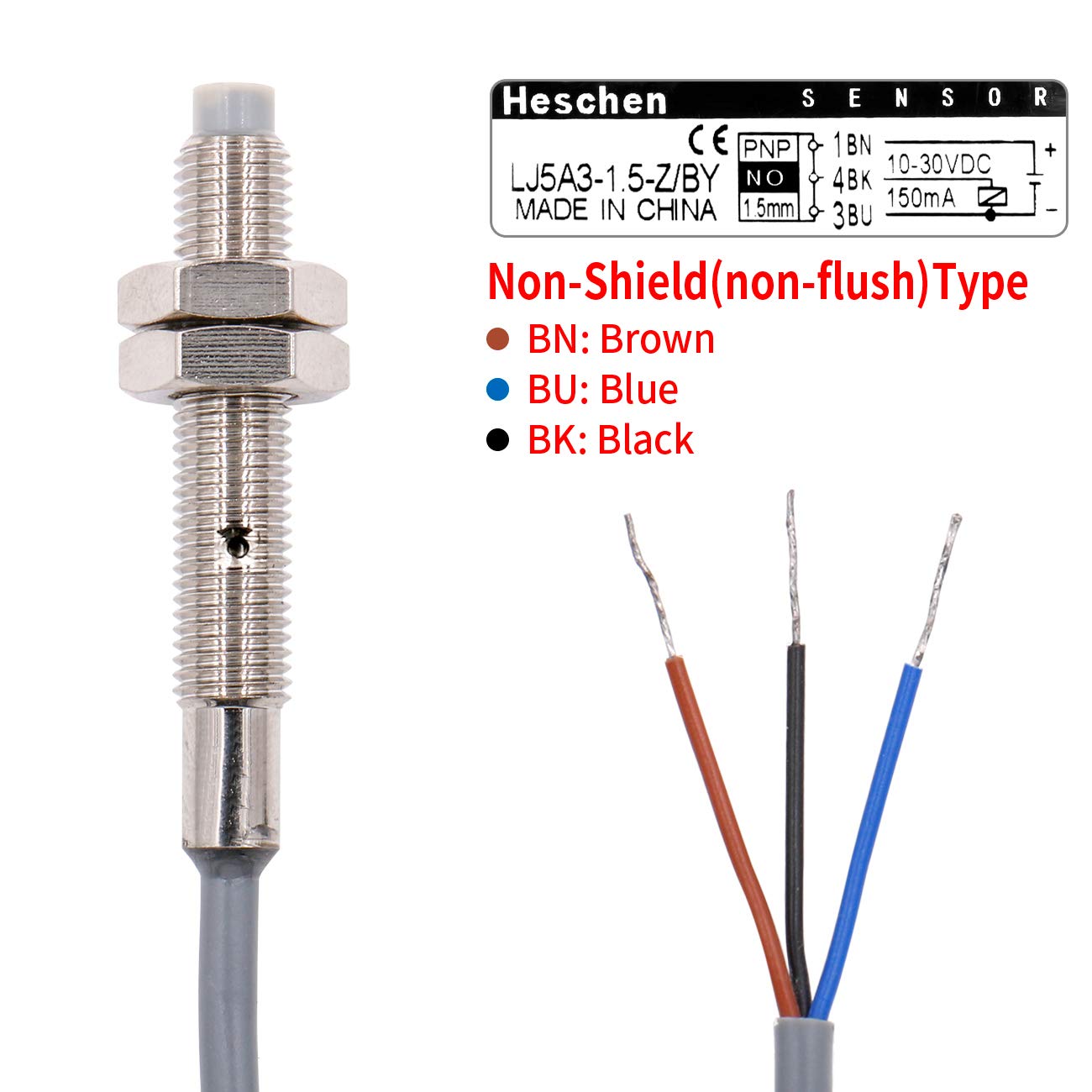Sensore Di Prossimità Induttivo M5 LJ5A3-1.5-Z/BY - Non Schermato, PNP NO, 1.5mm, 10-30VDC, Per Metalli - Foto 2