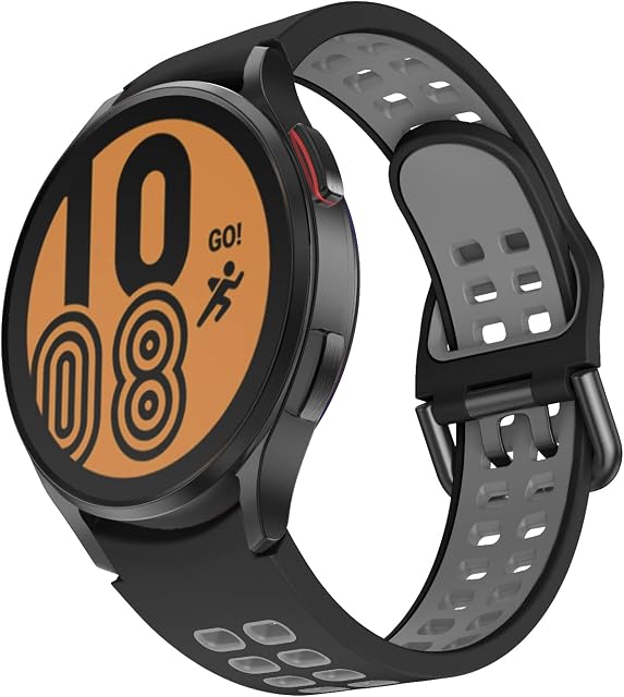 OVERSTEP Compatible for Samsung Galaxy Watch 4 Strap 40mm 44mm/Galaxy Watch 4 Classic Strap 42mm 46mm, 20mm Soft Silicone Watch Band Bracelet Sports Strap for Women Men