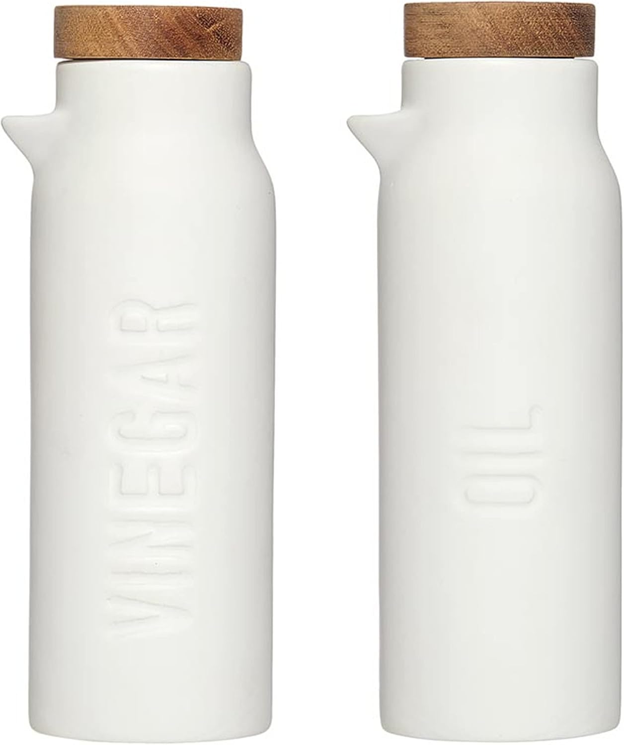 Santa Barbara Design Studio Oil and Vinegar Set of Two Ceramic Dispensers, 6.7" Tall Each, White