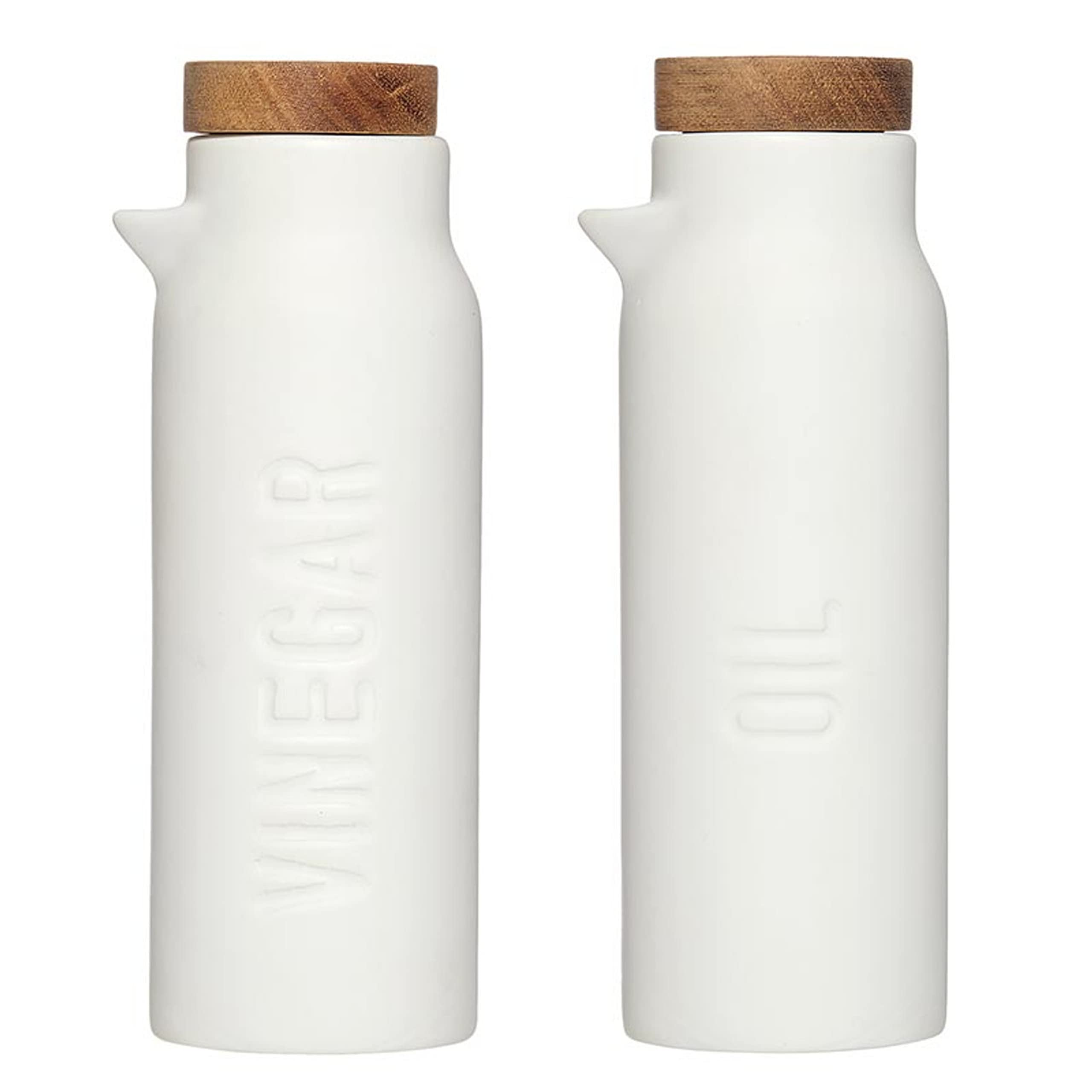 SANTA BARBARA DESIGN STUDIOOil and Vinegar Set Face to Face Designs Ceramic Dispensers, 2-Bottles, White