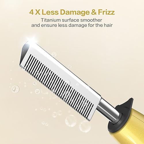 Miniatura 4 de Peine caliente profesional - Calentamiento rápido, tecnología de titanio, diseño antiquemaduras - Alisado y peinado de calidad de salón para todo