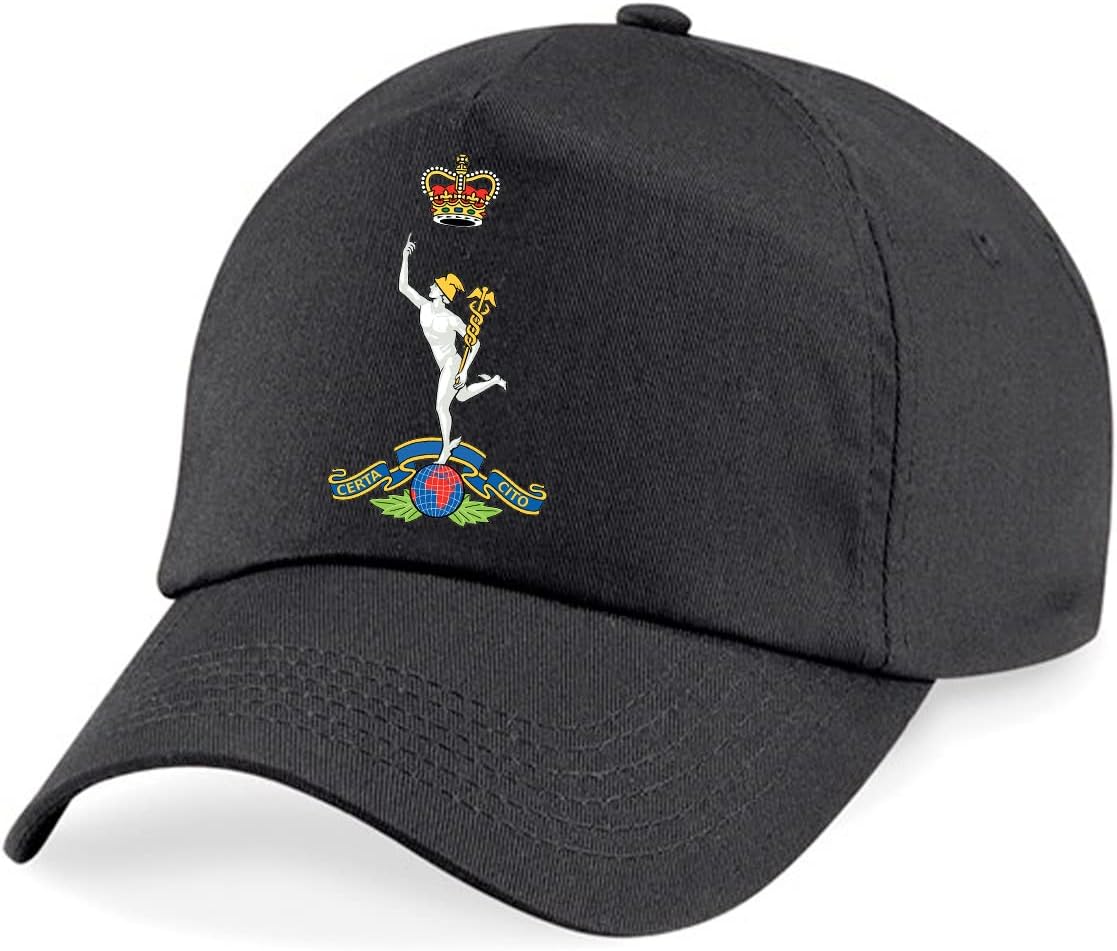 Royal Signals Royal Corps of Signals Insignia Embroidered Baseball Cap British Army Military Embroidery (Black)