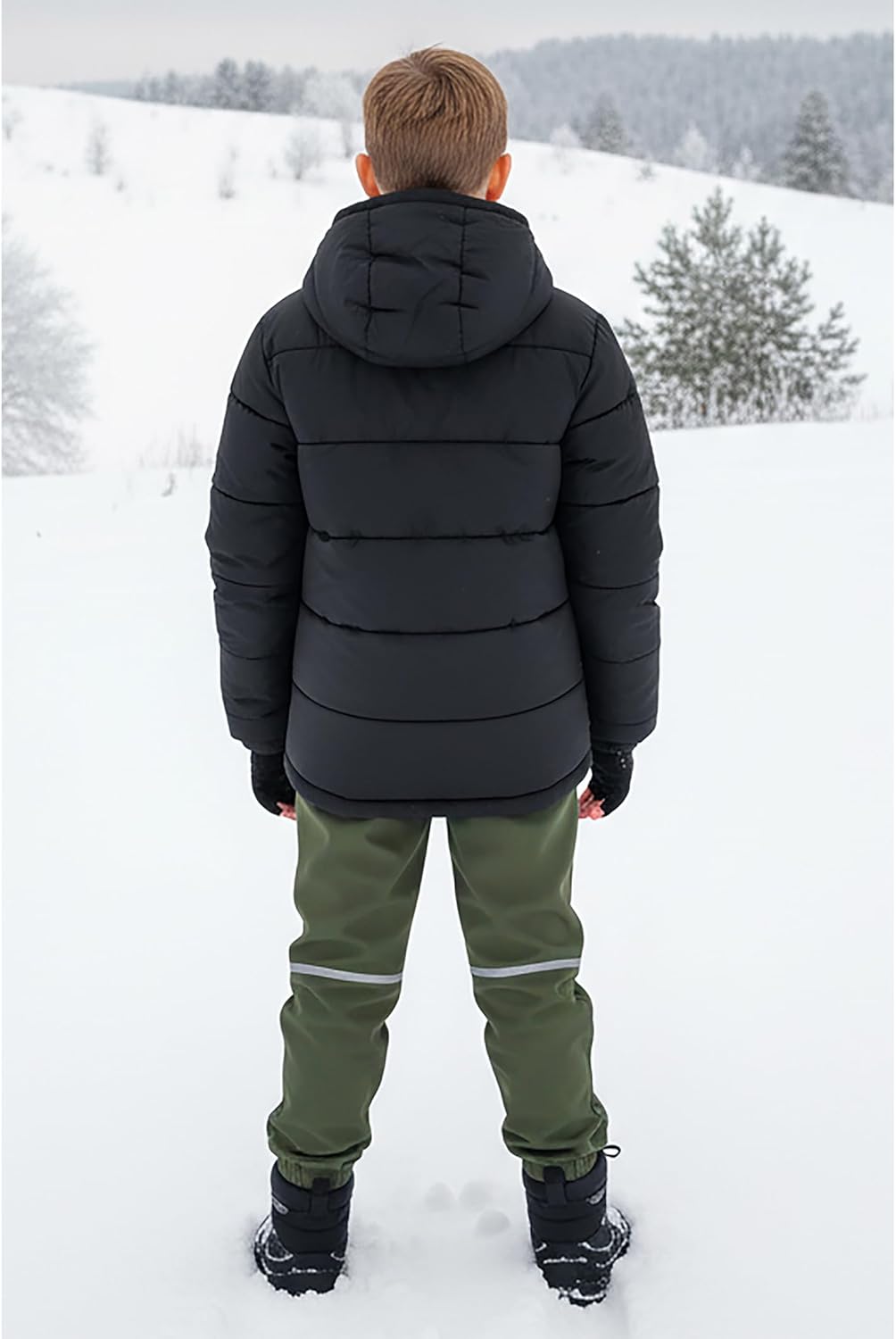 Kids Hiking Pants Warm Fleece Lined for Waterproof Snow Pants - Image 3