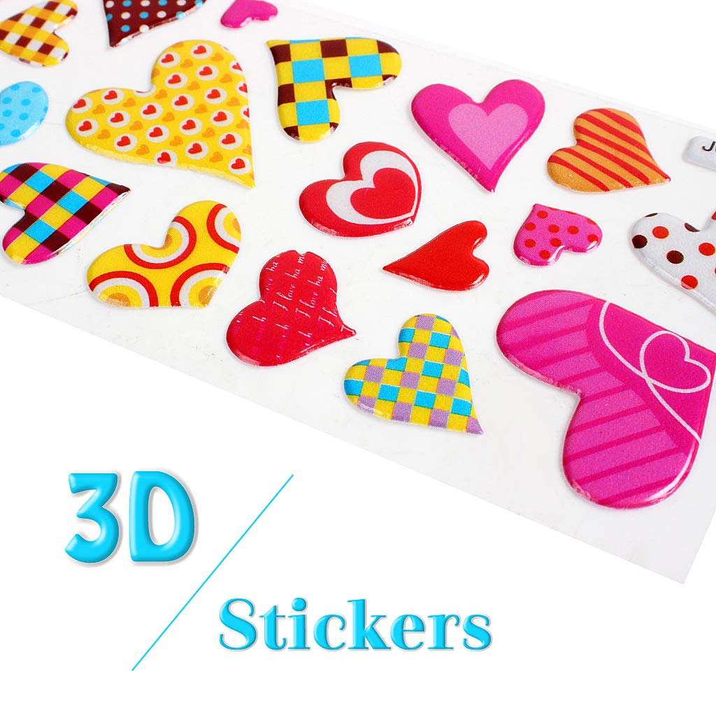 Vicloon 3D-stickers voor kinderen en peuters, 38 verschillende vellen gezwollen stickers, 1000 kinderstickers voor feestbelonende geschenken scrapbooking inclusief dieren, dinosaurussen, kerstfruit
