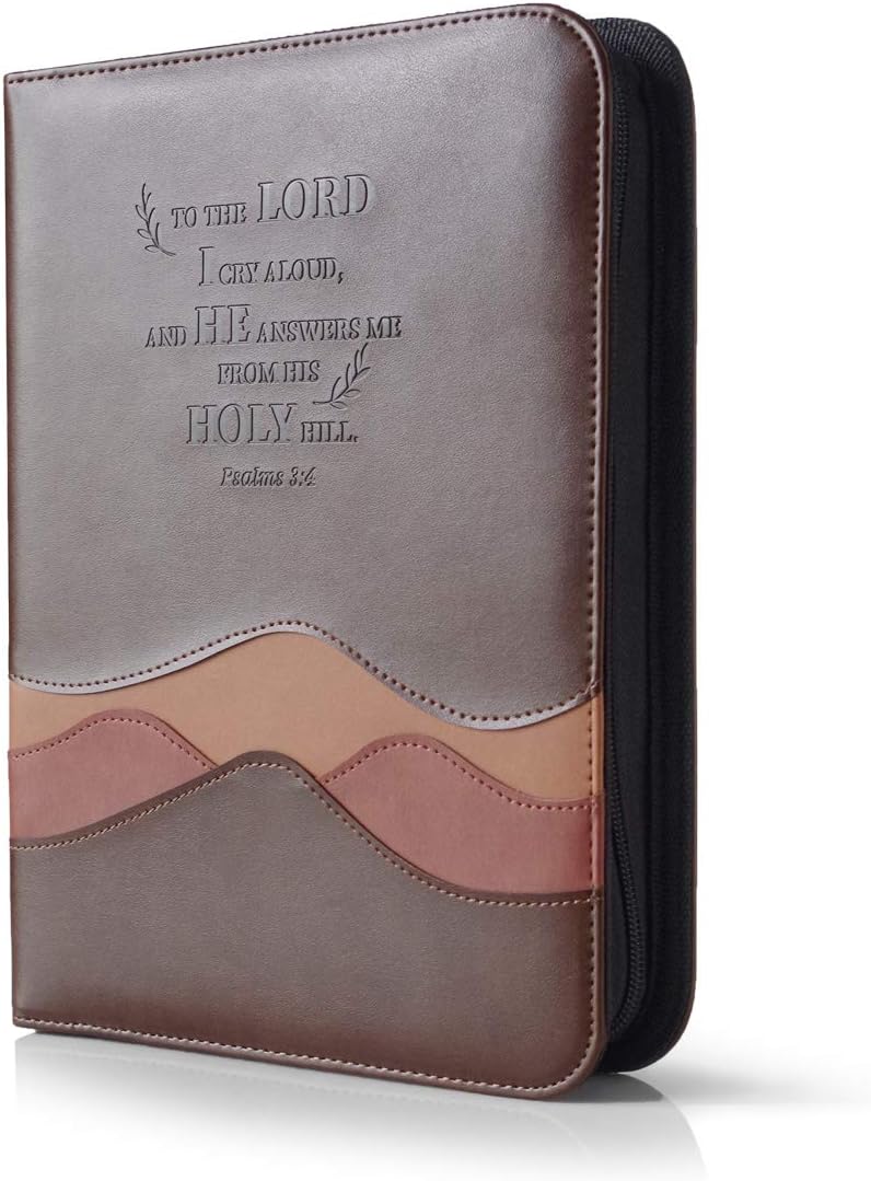 Bible Cover for Men,Large Classic Bible Cover,Brown Faux Leather Classic Bible Cover | Psalms 3:4 | Perfect Gift for Men Women Father Kids
