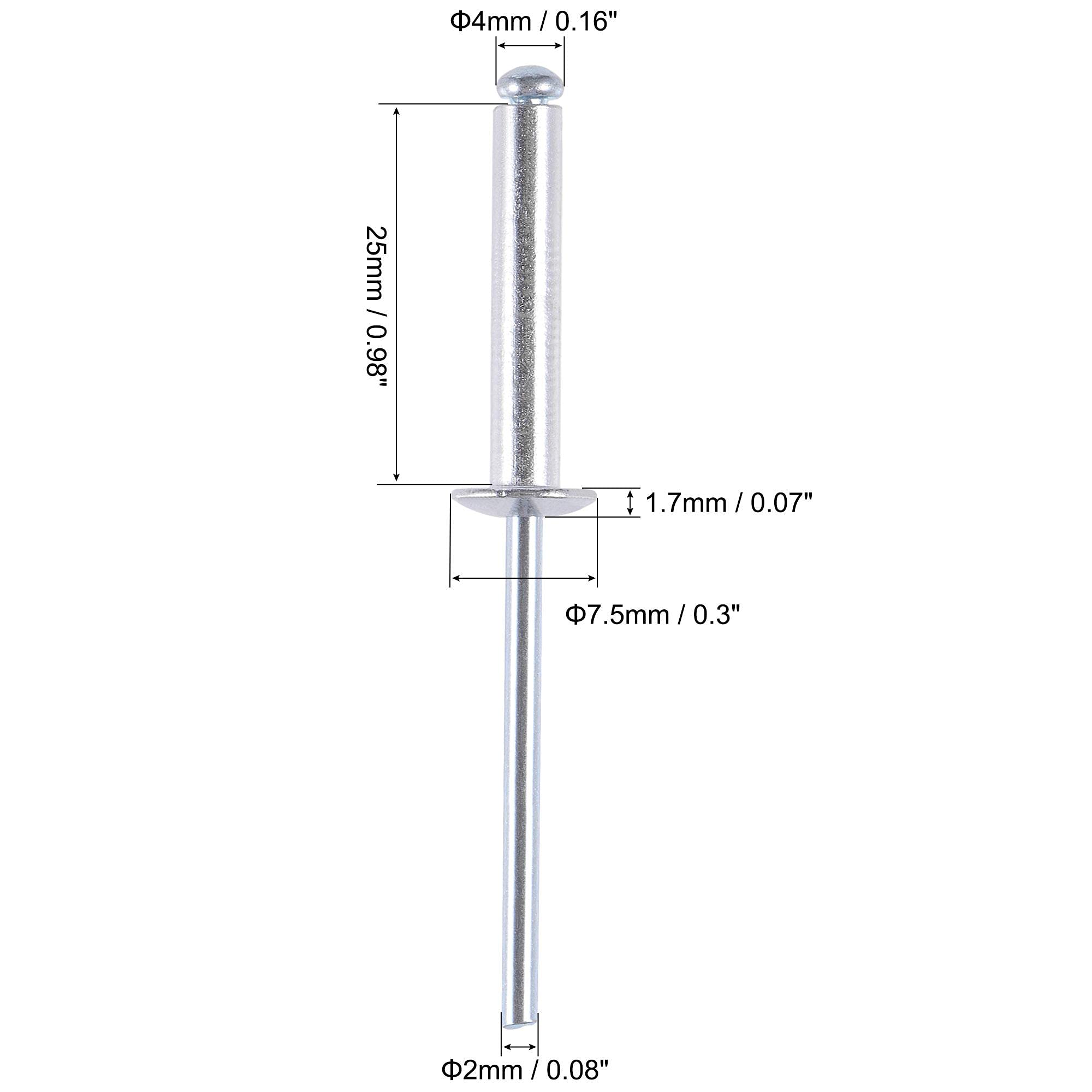 100 Stück Aluminium Blindnieten 4,0 X 16 Mm - Mit Bohrer Im Set