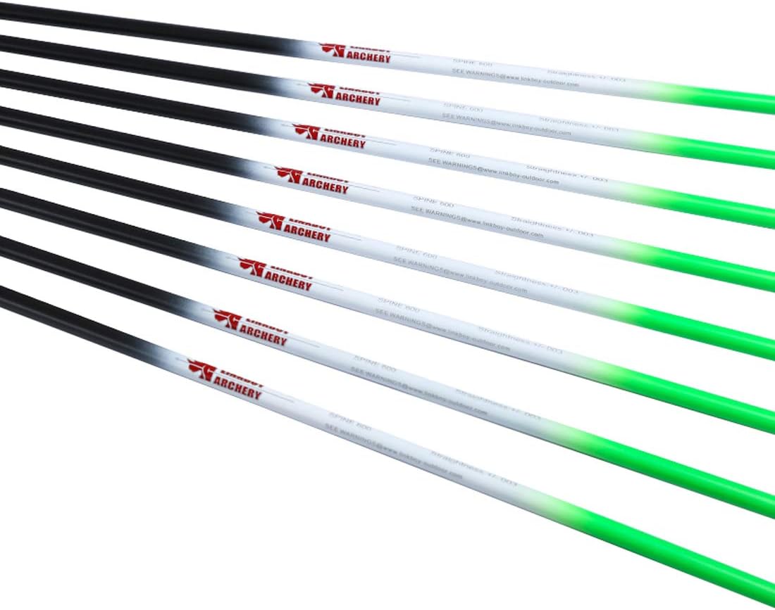 Linkboy Archery Carbon Arrows Hunting Practice Target Arrows Fluorescent with Removable Tip for Compound Recurve Long Bows, Spine 300 340 400 500 600, Pack of 6/12PCS : Sports & Outdoors