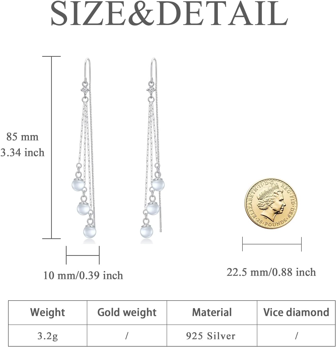 Sterling Silver Threader Earrings Flower Heart Moon Star Tiny Cube Rhombus Sector Beads Dream Catcher Evil Eye Butterfly Leaf Lightning Bolt Tassel Dangle Drop Chain Charm Earrings Jewelry Gifts for Women - Image 4