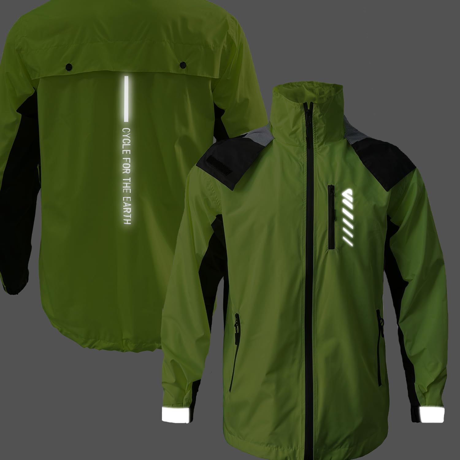 Men's Lightweight Cycling Windbreaker – Packable Jacket With Reflective Strips & Pockets