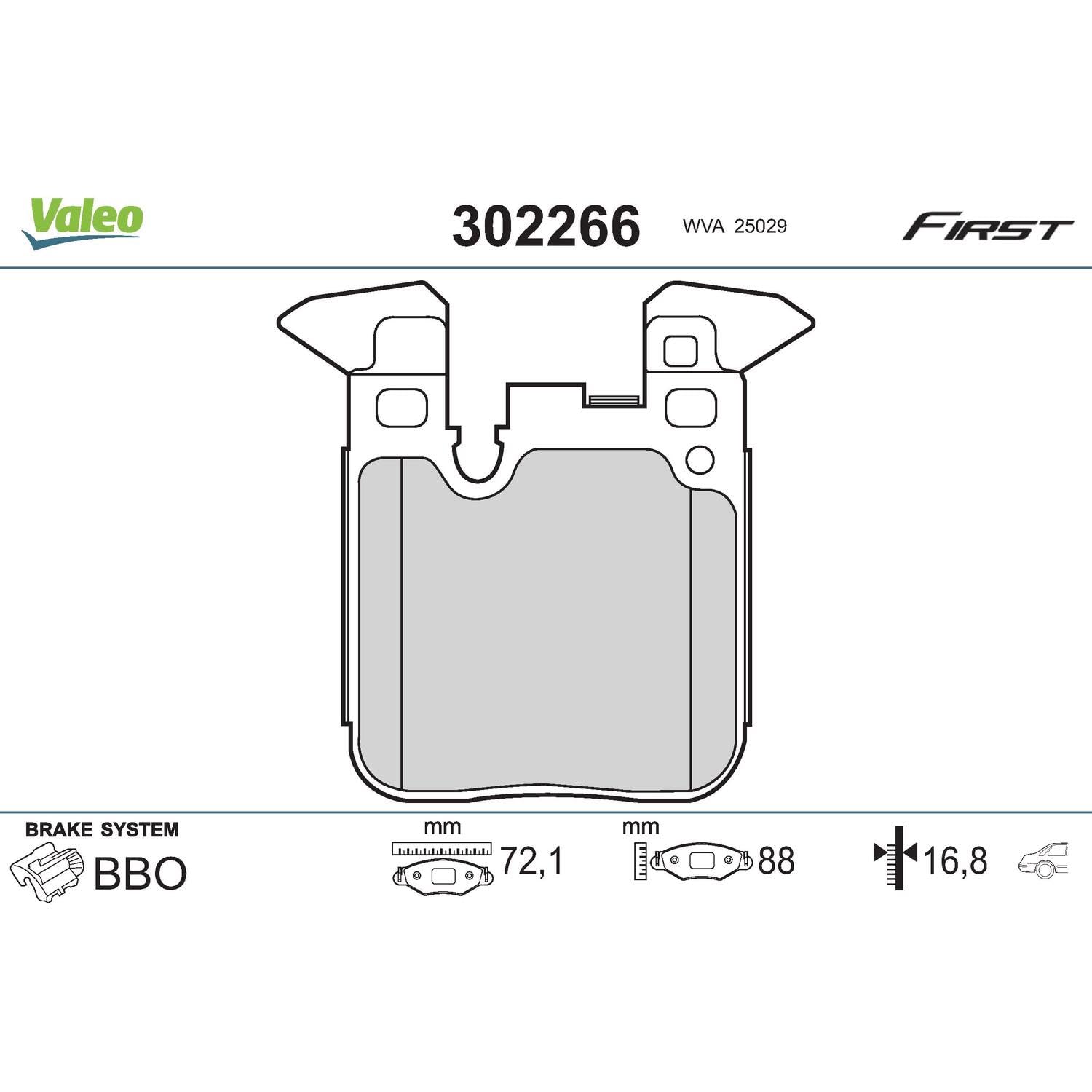 Valeo Juego de 4 Pastillas de Freno Essential 302266, Eje Trasero