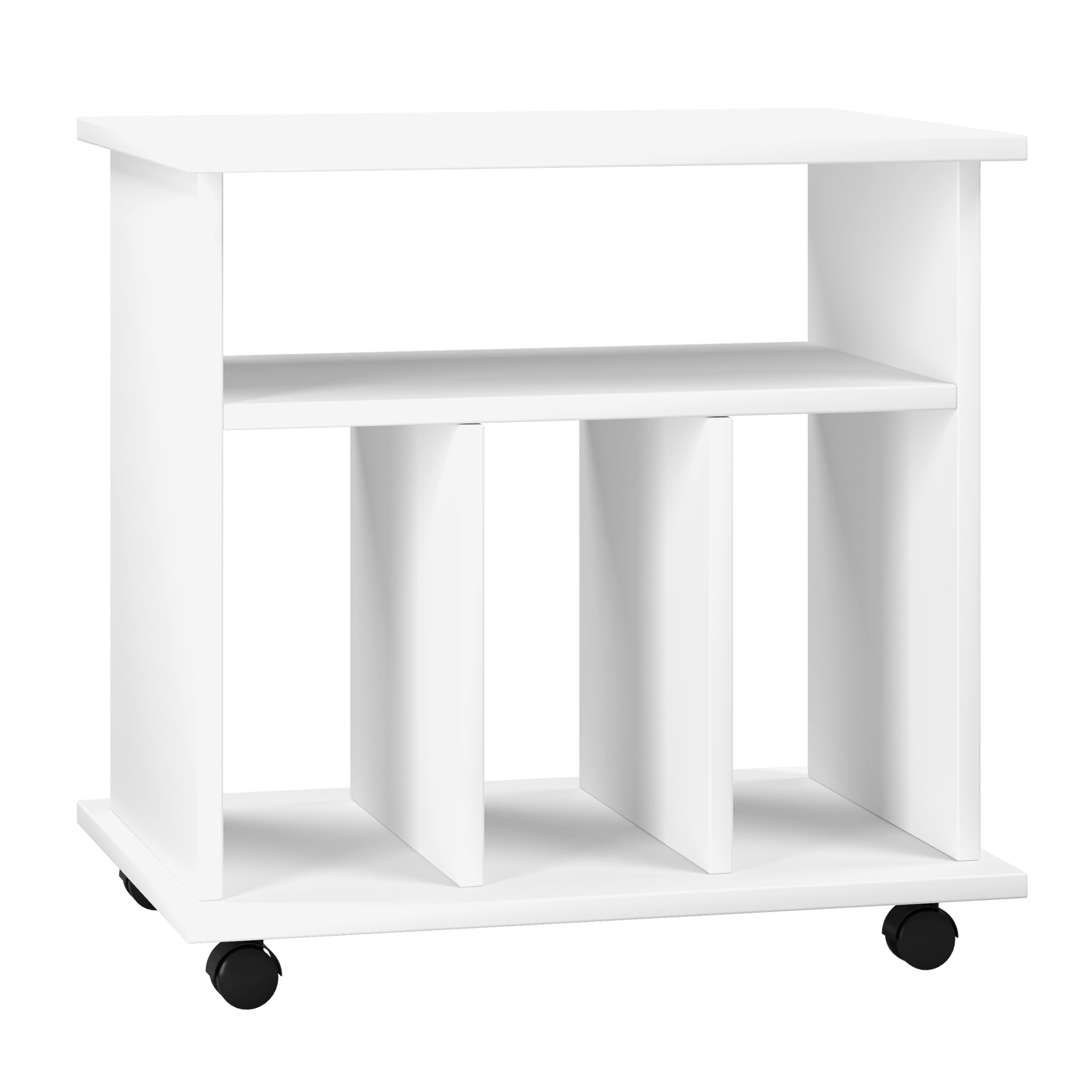 VCM Holz Beistelltisch | Couchtisch schlicht | Sofatisch Rollen | Maße ca. H. 59 x B. 60 x T. 45 cm | rollbar Kaffeetisch - Tabina Weiß