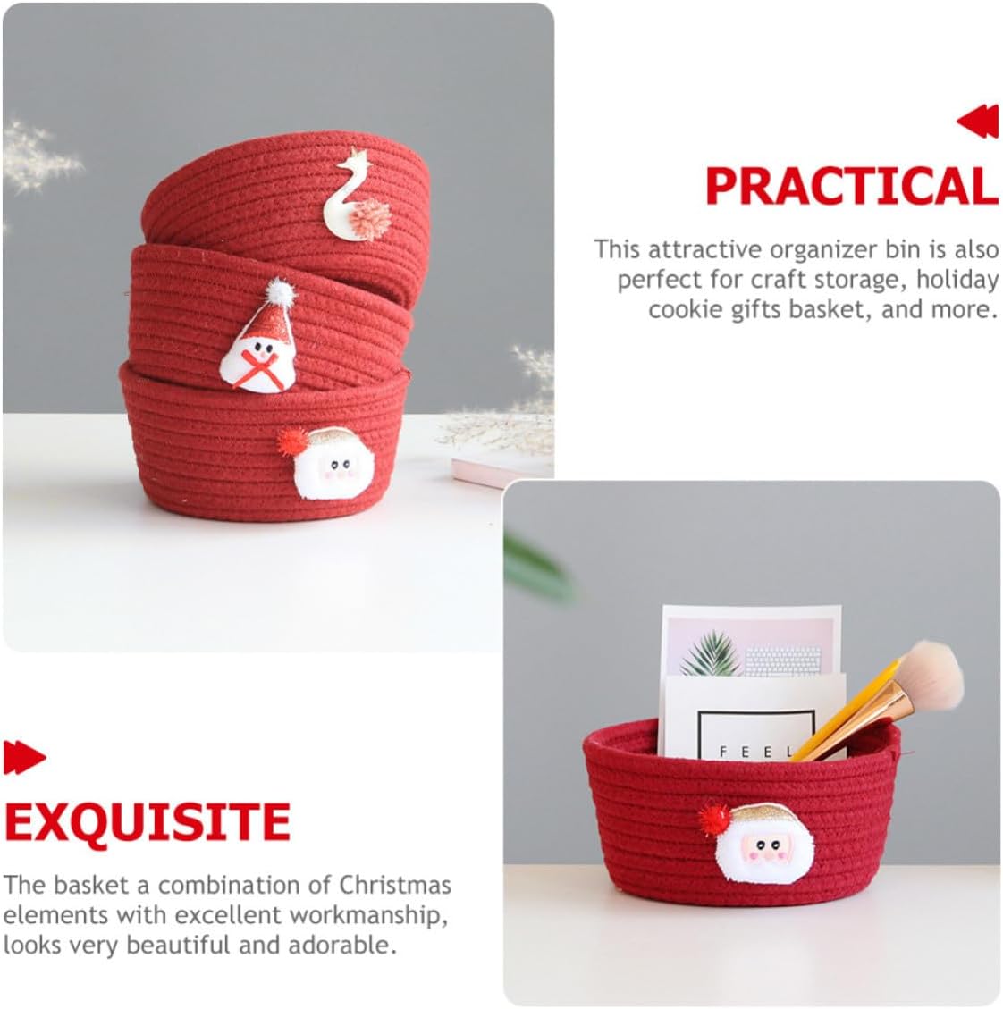 Xmas Cotton Thread Basket for Christmas Party Tabletop Storage