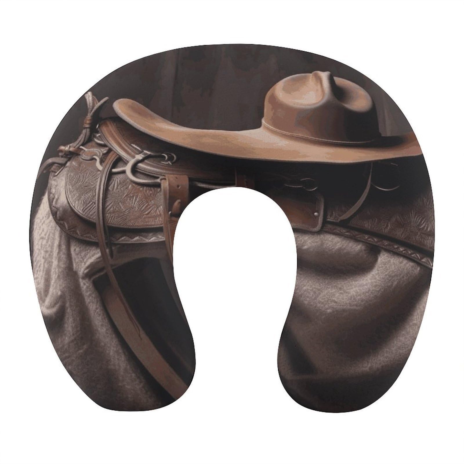 Btcowzrv Style Cowboy Saddle Hat U Shaped Neck Pillow Travel Pillows
