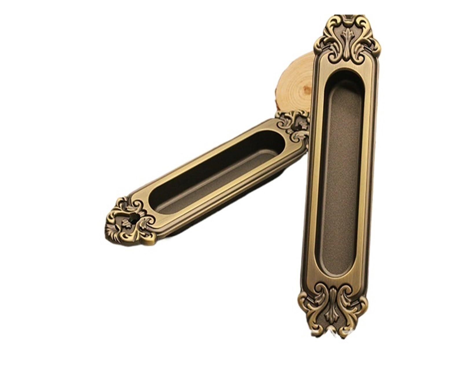 NYRXRYTCA Chinese Retro Sliding Door Lock Indoor Cabinet Wooden Door Double-Sided Sliding Door Lock Bathroom Balcony Flat Push Button European Style(KS01 bronze)
