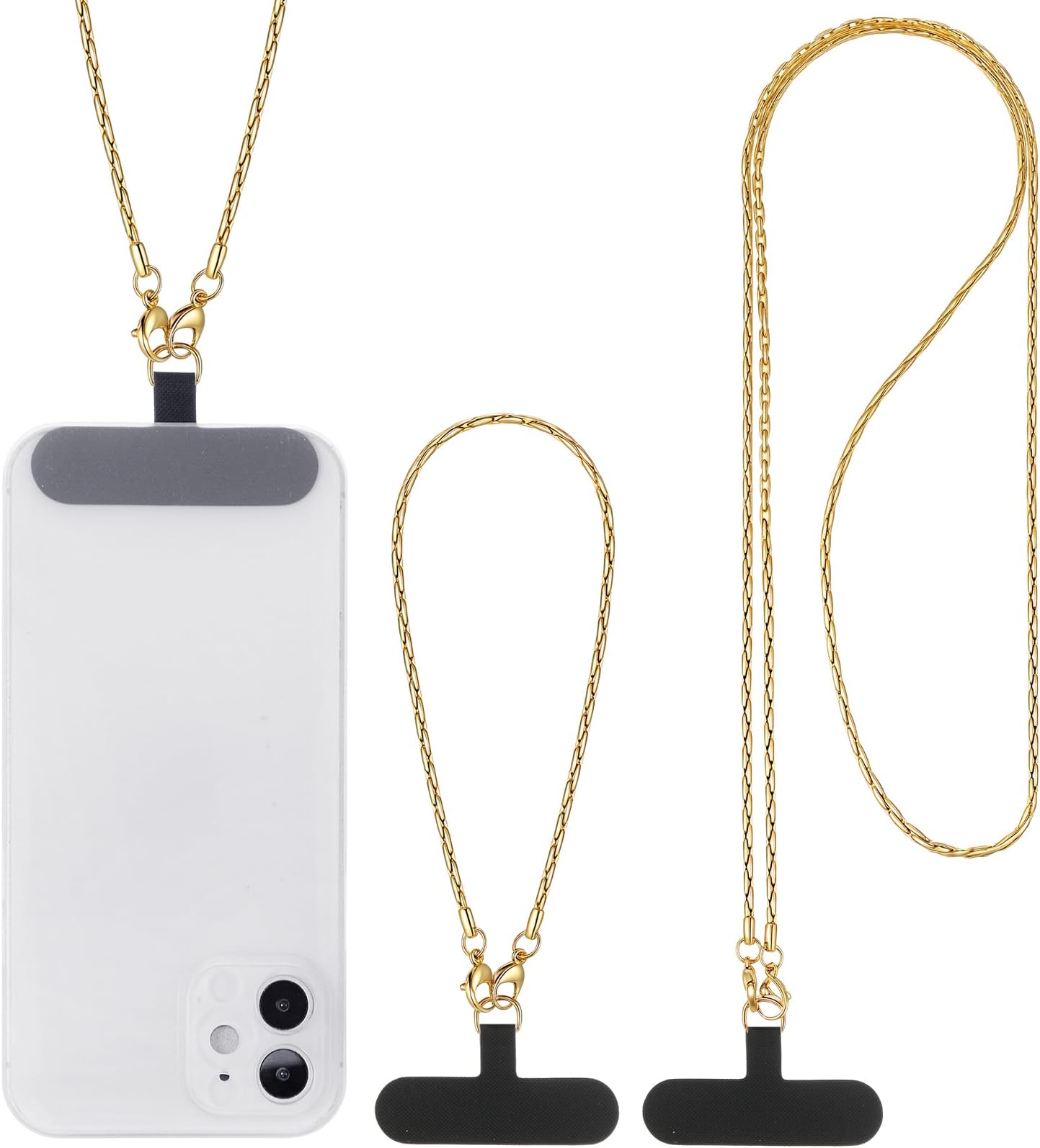 Weewooday 2 Pack Phone Chain Crossbody Metal Neck Strap Wrist Chain Bracelet Charm Lanyard with Tether Tabs for Most Phone