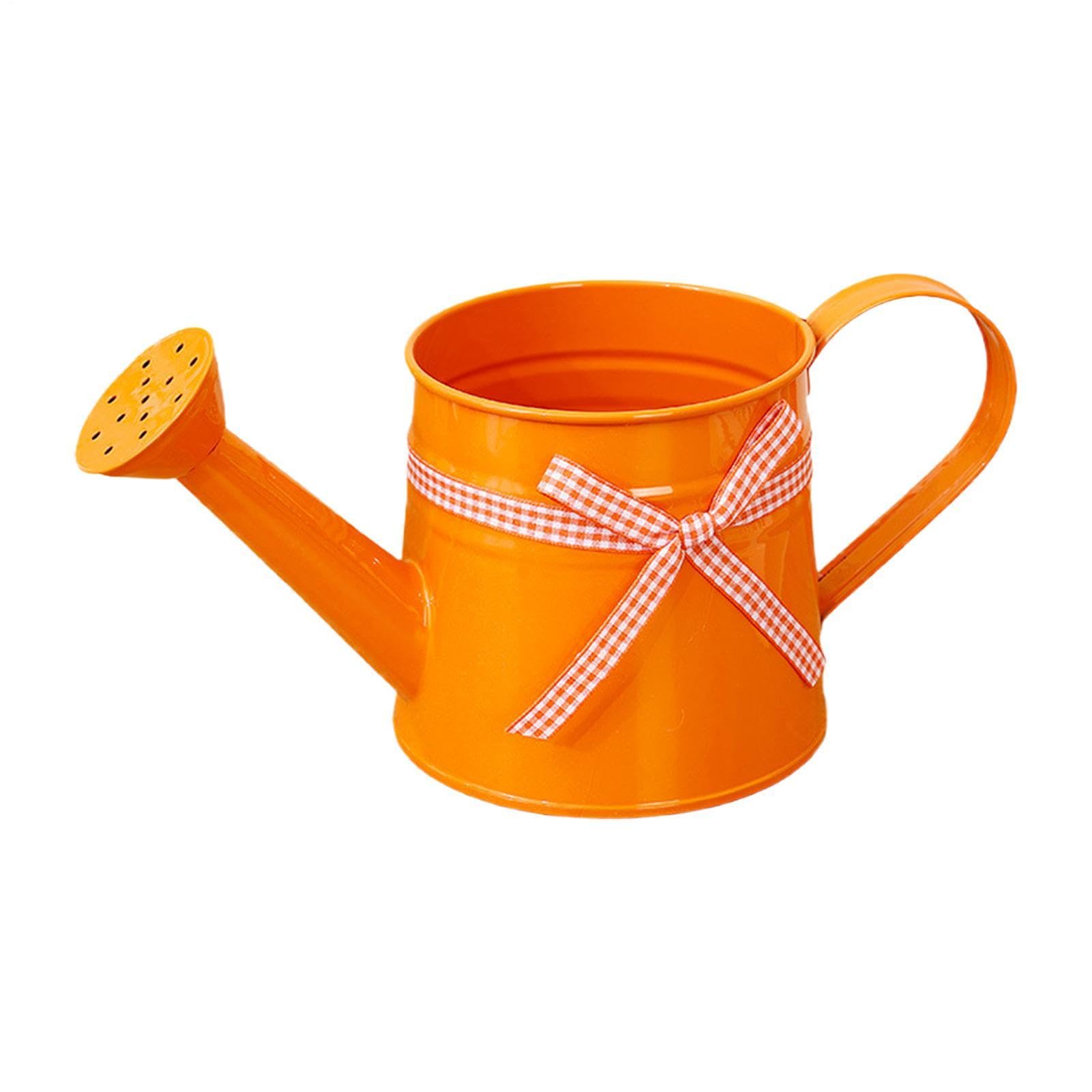 Metal Watering Can 1 Litre Watering Can Plant Bucket Gingham Ribbon, Anti-Rust Leak-proof Tool For Outdoor Garden Potted Seedlings Care Flowers Houseplants Garden Indoor Outdoor