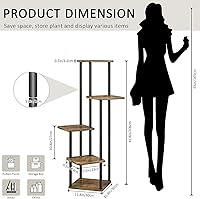 Vista 7 de KLUFO Soporte alto de madera de 5 niveles para plantas, estante de metal, múltiples estantes para macetas, estante de esquina, estante de exhibición