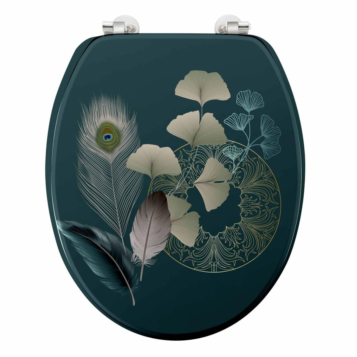 Abattant WC Décoratif Noir - Motif Palmiers Cocoty - Longueur 45 Cm - MDF - Paris Prix