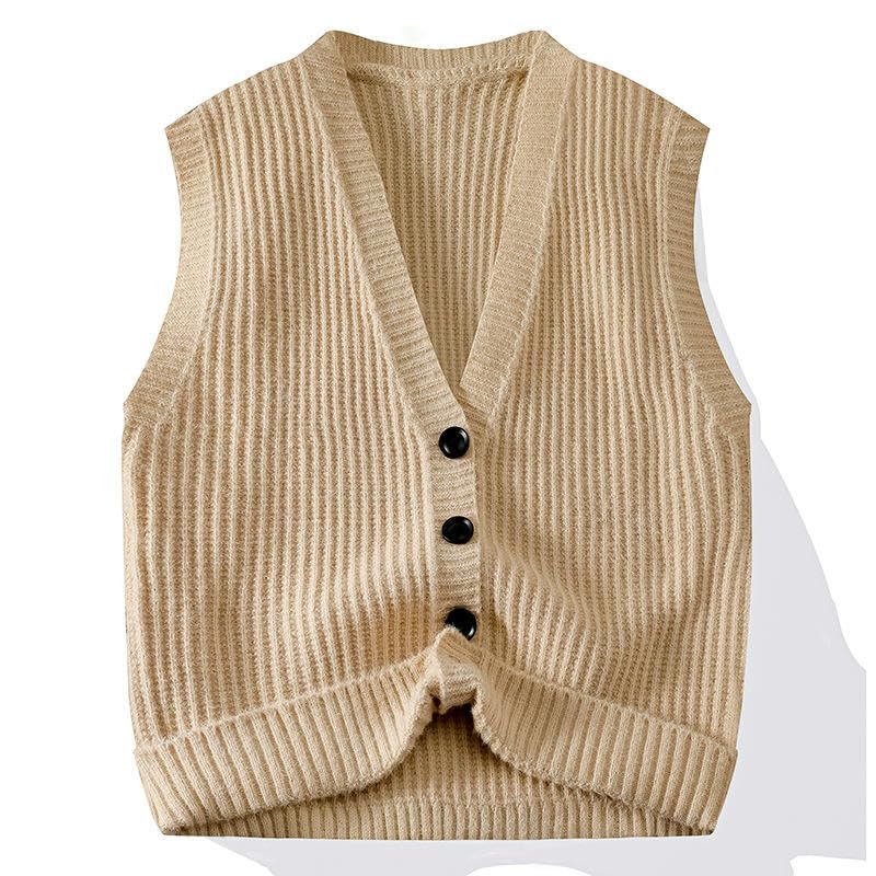 Chaleco de punto para hombre con cuello en V profundo y corte holgado sin mangas retro 3
