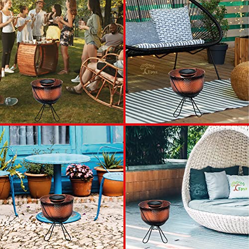 Image of Epyz Solar Light Outdoor Waterproof Flickering Flame Lantern Torch Metal LED Decorative Garden Lights Solar Tabletop Lamp for Yard Patio Pathway Camping Party Decor [ 24LED, Warm Yellow ]