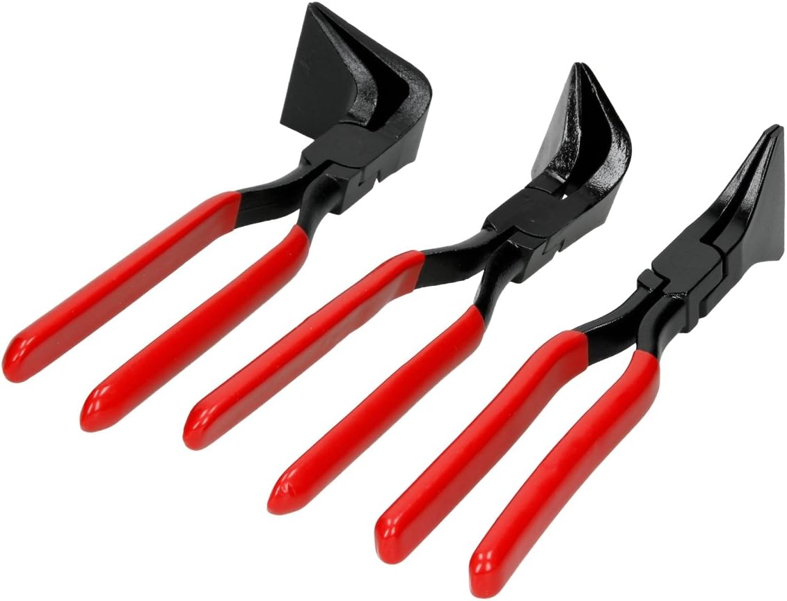 ECD Germany Conjunto de 3 Alicates para Pliegue de Chapas y Limpieza de Bordes Pinzas para Corte de Placas 0° / 45° / 90° Cizallas para Ajuste de Planchas Herramienta para Doblar Tejados Plomeros