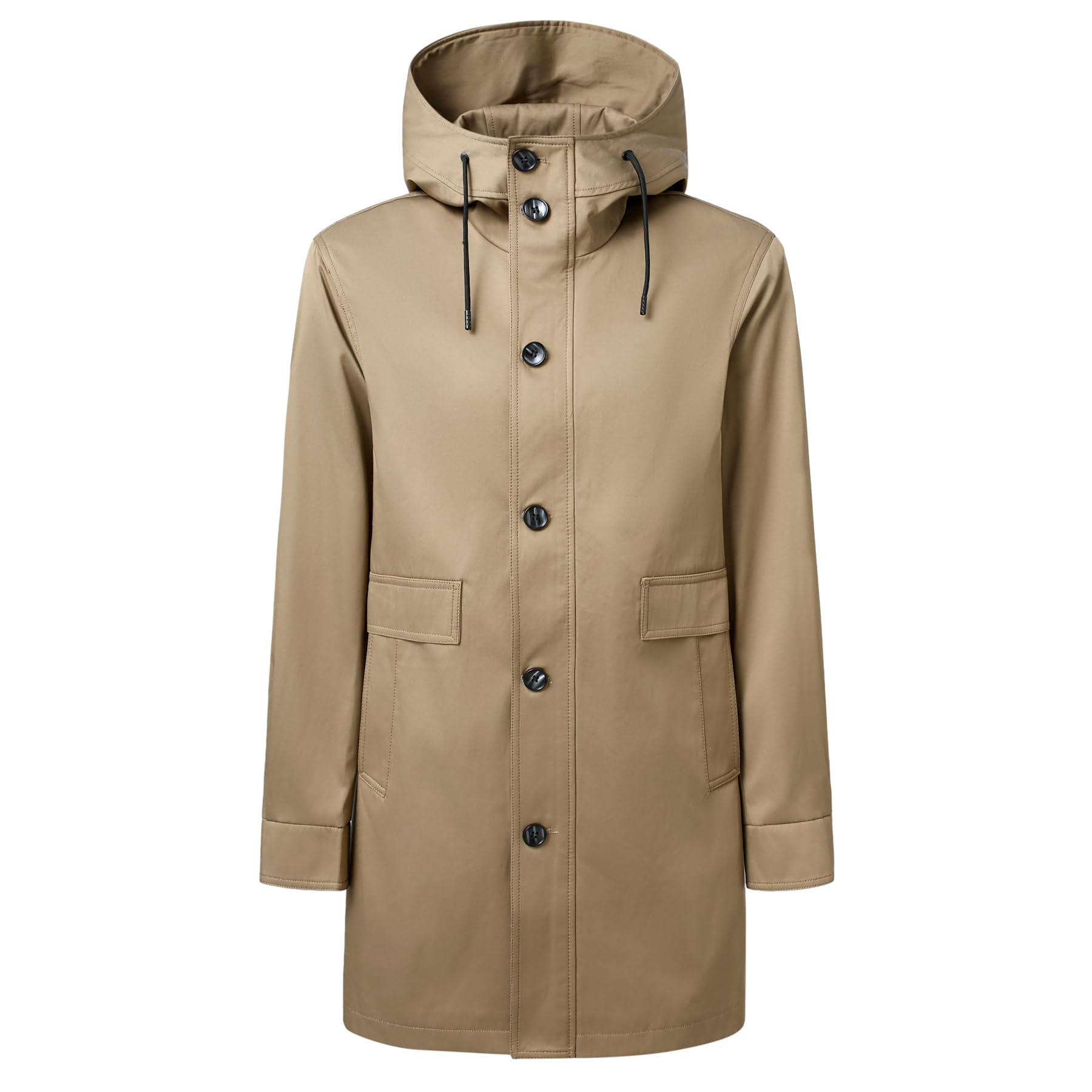 Allthemen Herren Trenchcoat Baumwolle Übergangsjacke mit Kapuze Mantel Herbst Einreiher Jacke Business Casual