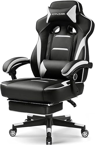 LUCKRACER Silla para videojuegos, sillas de videojuegos, silla de computadora para juegos con reposapiés, 350 libras, silla ergonómica de oficina,