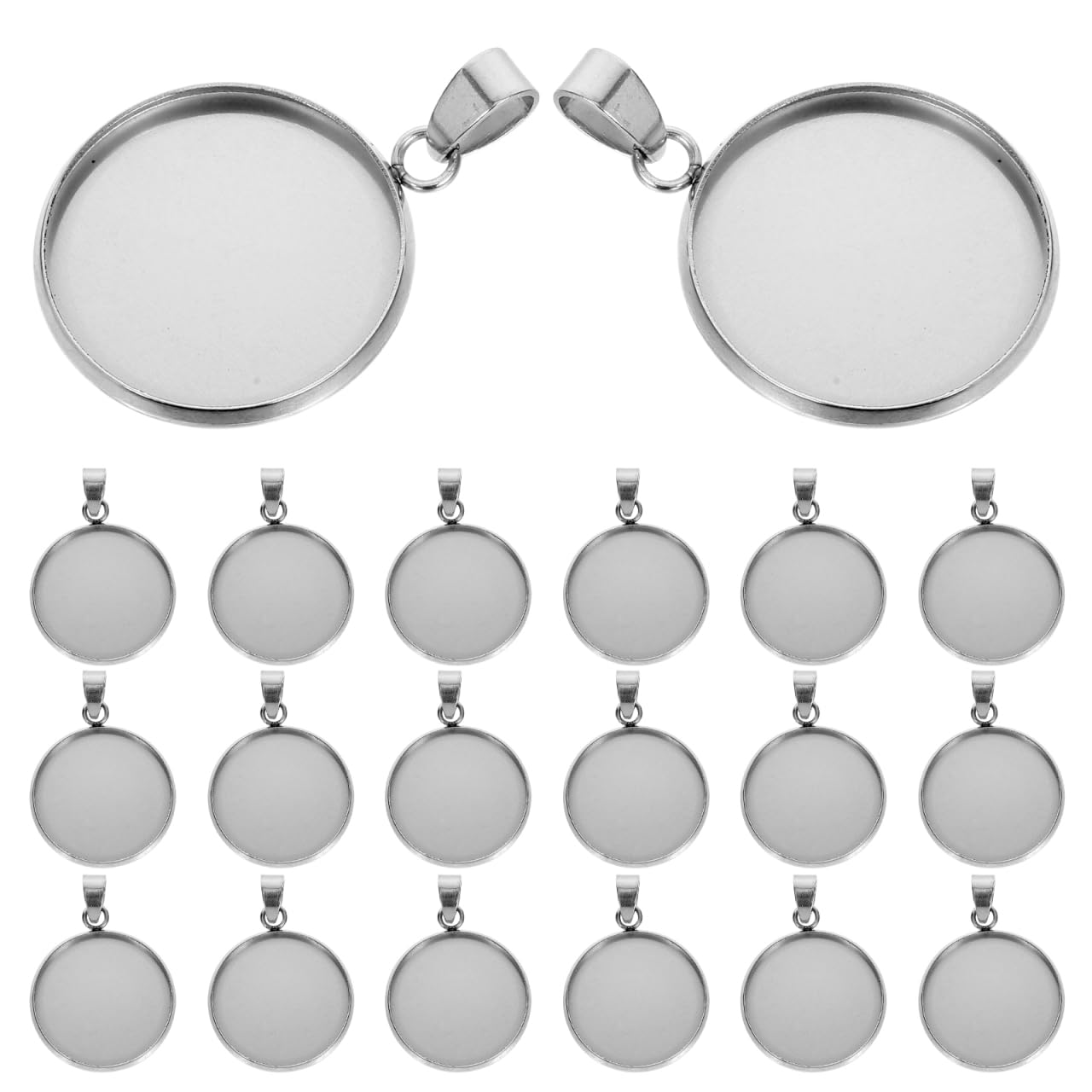 Milisten 20pcs Pendant Trays Kit Round Bezel Blanks Trays Pendant Cabochon Settings for DIY Crafting Photo Jewelry Making Silver 6mm