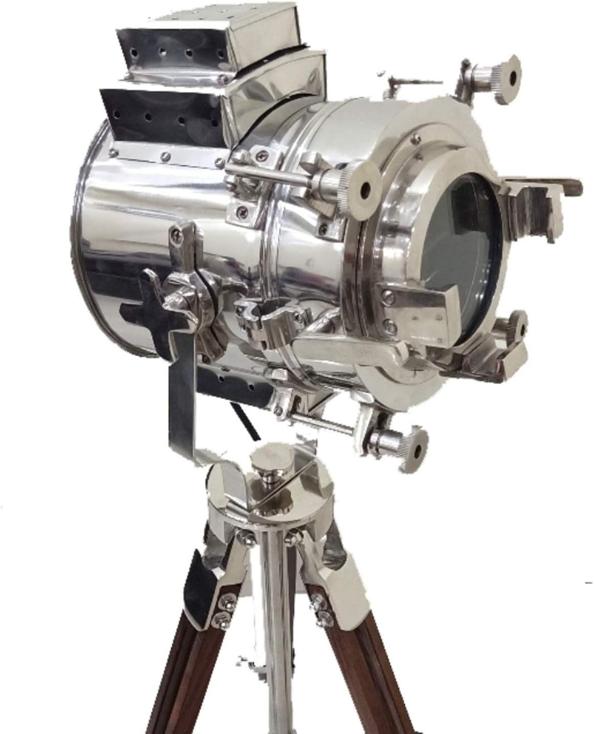 THOR INSTRUMENTS Vintage Modern Collectible Chrome Searchlight Tripod Nautical Spotlights (Low Floor Lamp) Rustic Vintage Home Decor Gifts