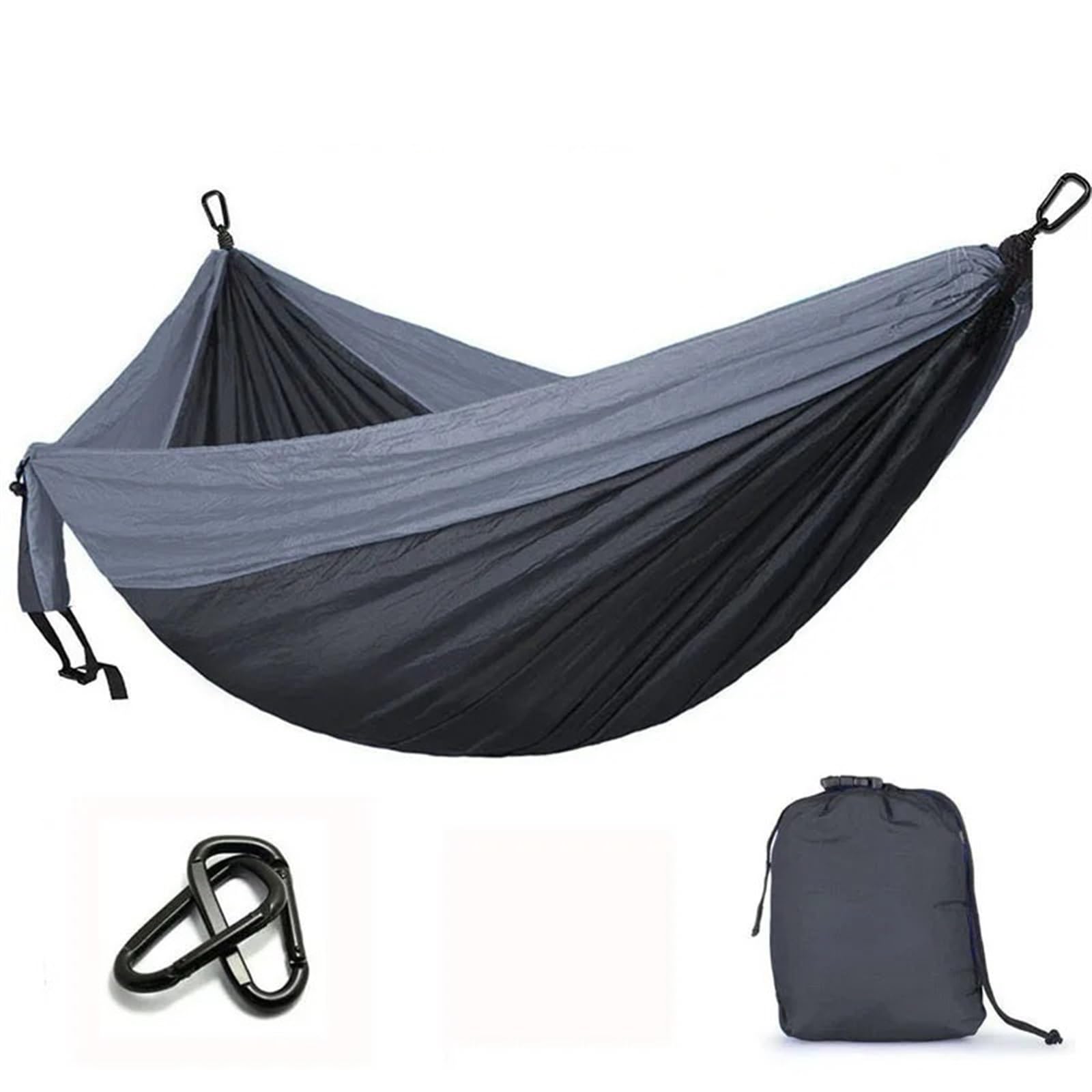 Amaca da Paracadute in Nylon Portatile da Campeggio, da Giardino, for Viaggi di Piacere, Doppie Persone per l'escursionismo, Il Campeggio(Grey And Light Grey)