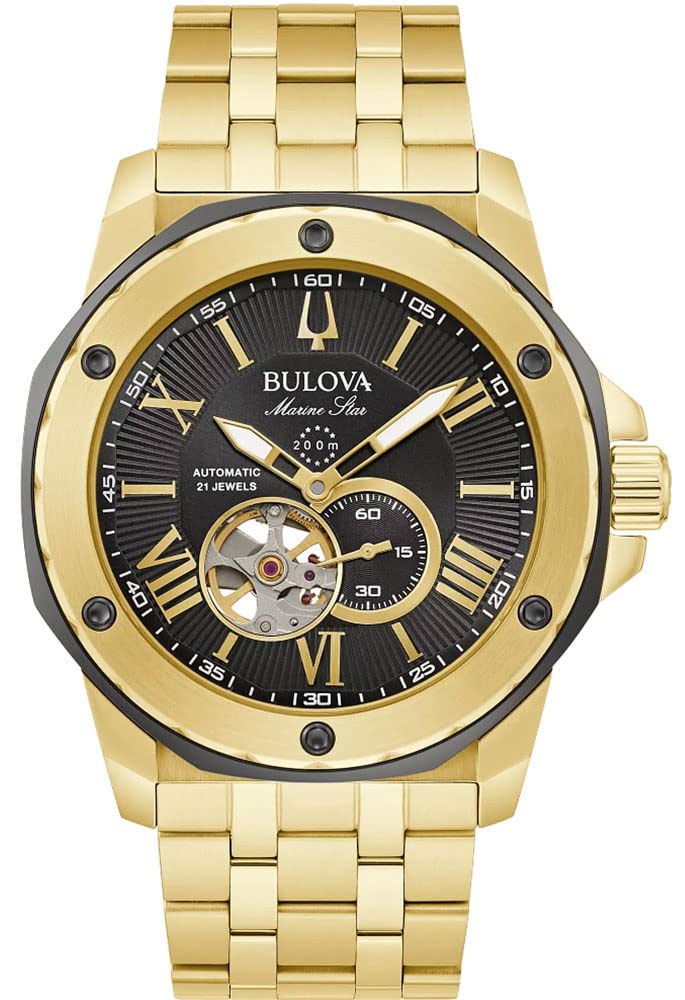 Bulova Marine Star Gold Herren Armbanduhr 98A273 Gold Einheitsgröße