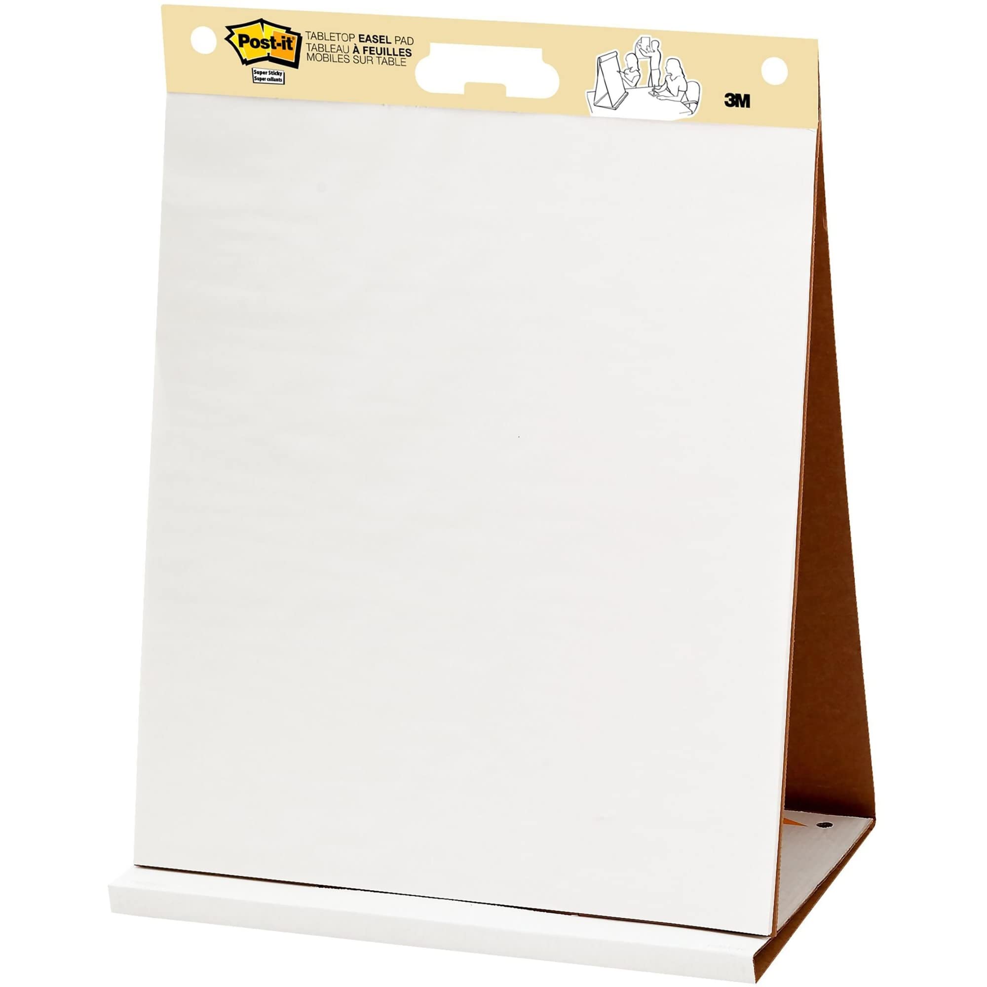 post-it® super sticky tabletop easel pad, 20" x 23", white, pad of 20 sheets
