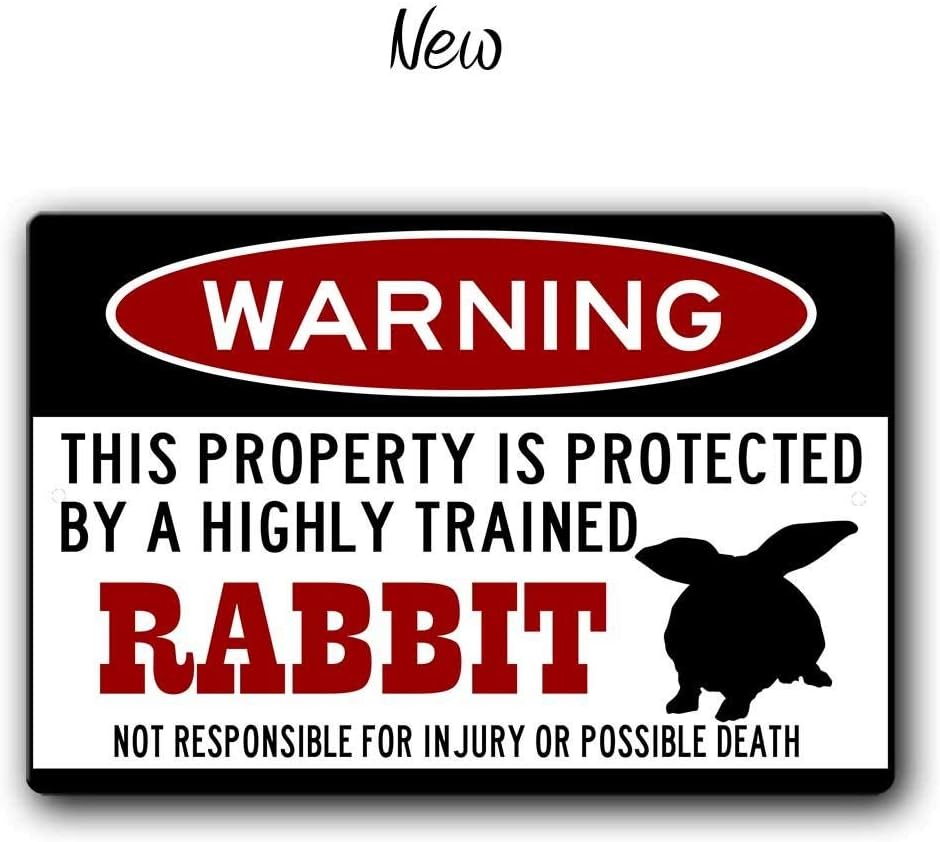 Rabbit Warning Sign, Rabbit Gift, Rabbit cage accessories, Rabbit lover gift, Rabbit Home Decor, 12 x 8 inch Aluminum Warning Sign