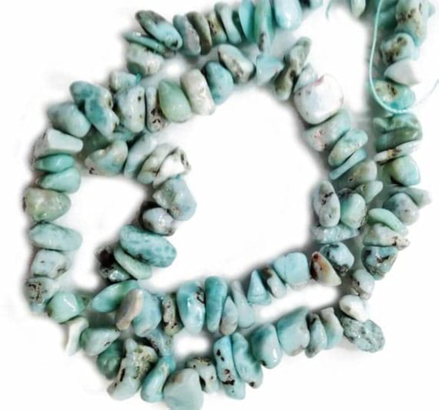 Larimar chips naturelles de 7 à 13mm en fil de 20cm pour la création de bijoux uniques
