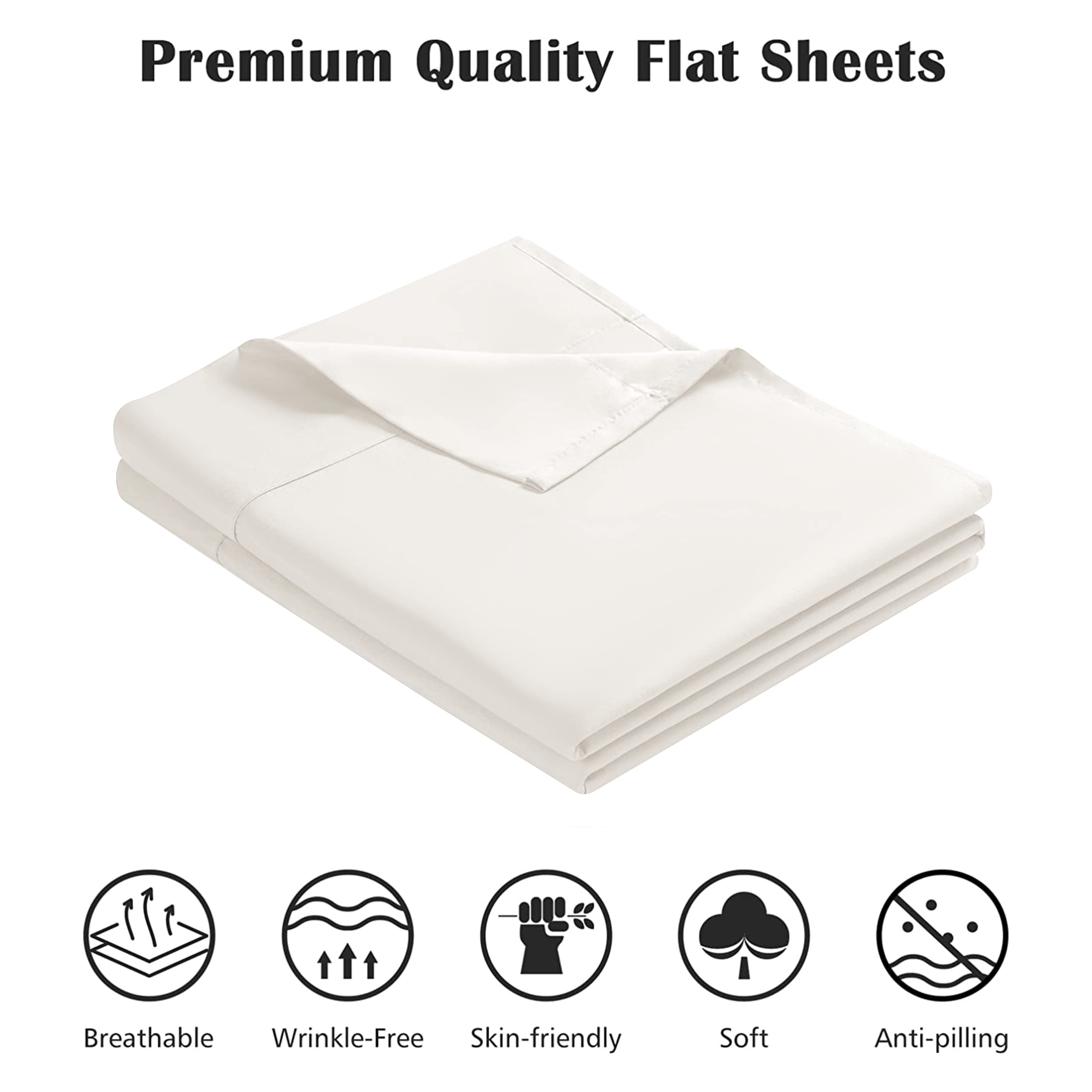Yorkshire Bedding Flat Sheets Double 100% Egyptian Cotton 200 Thread Count Hotel Quality Cream Bed Sheets (225 cm x 275 cm) - Image 3