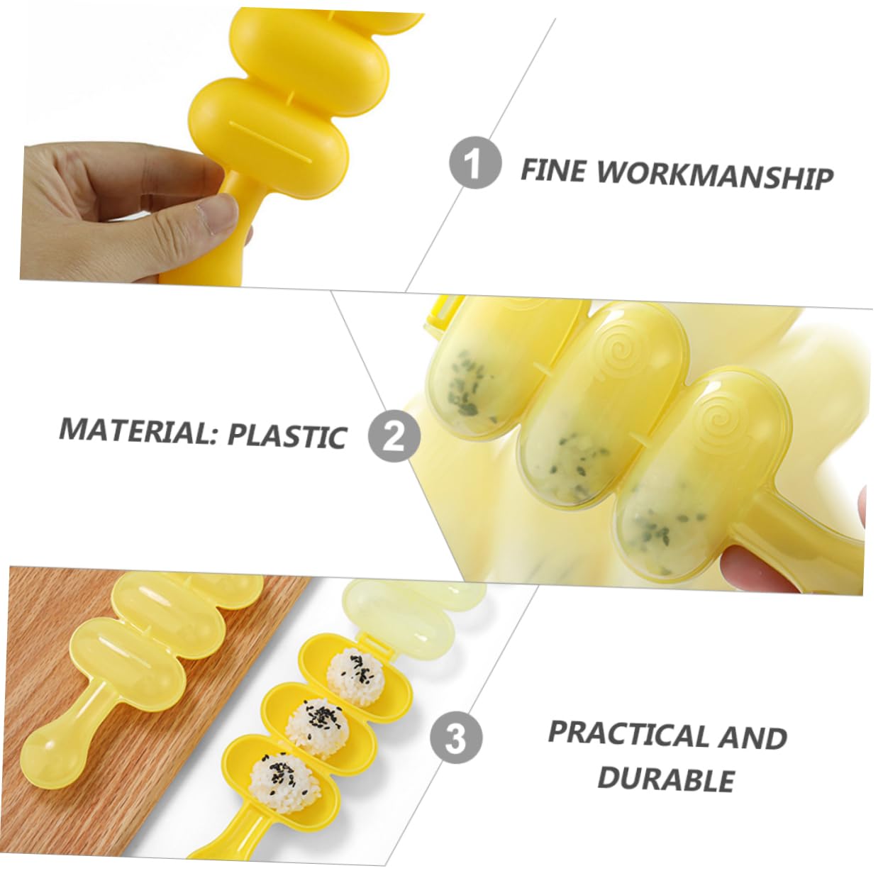DECHOUS 3pcs Rice Ball Mold Oshizushi Rice Maker Shaker Garnish Tools Sushi Rice Shape Maker Sushi Paddle Spreader Square Sushi Rice Shaking Tool Crafting Supplies Plastic Convenient Child