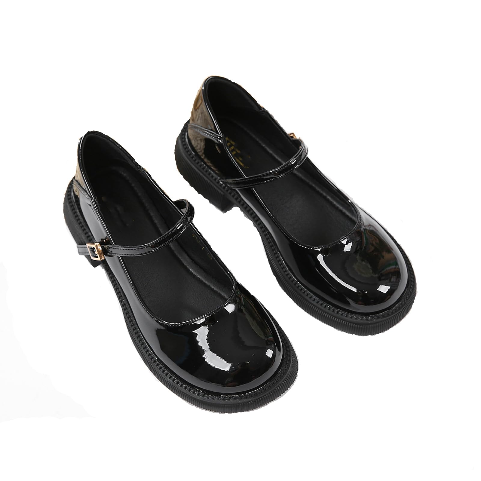 XOEKD Women's Patent Leather Mary Janes Comfort Round Toe Adjustable Ankle Strap Anti-Slip Platform Low Heel Chunky Pumps Oxford Dress Shoes Suitable