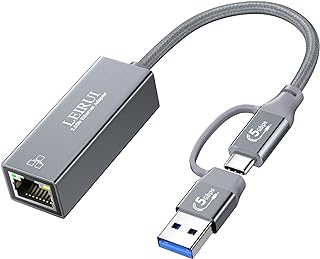 USB to Ethernet Adapter 2.5Gb, USB 3.0 USB C to RJ45 Gigabit Ethernet Adapter Type-C Thunderbolt 3 2500Mbps Ethernet LAN Network Adapter for MacBook Pro/Air,iPad Pro,Dell XPS,Surface,Laptop,Mac