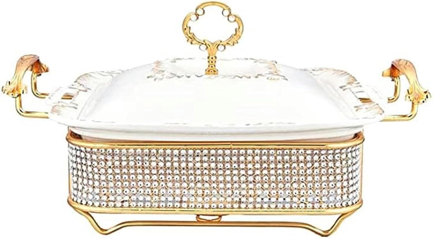 Hot Pot Buffet Heater, Square Ceramic Buffet Stove with Ceramic Pot Ceramic Lid, Multi -Purpose Domestic Soup Plate, 1l (2L) (1L) (1L) (1L)