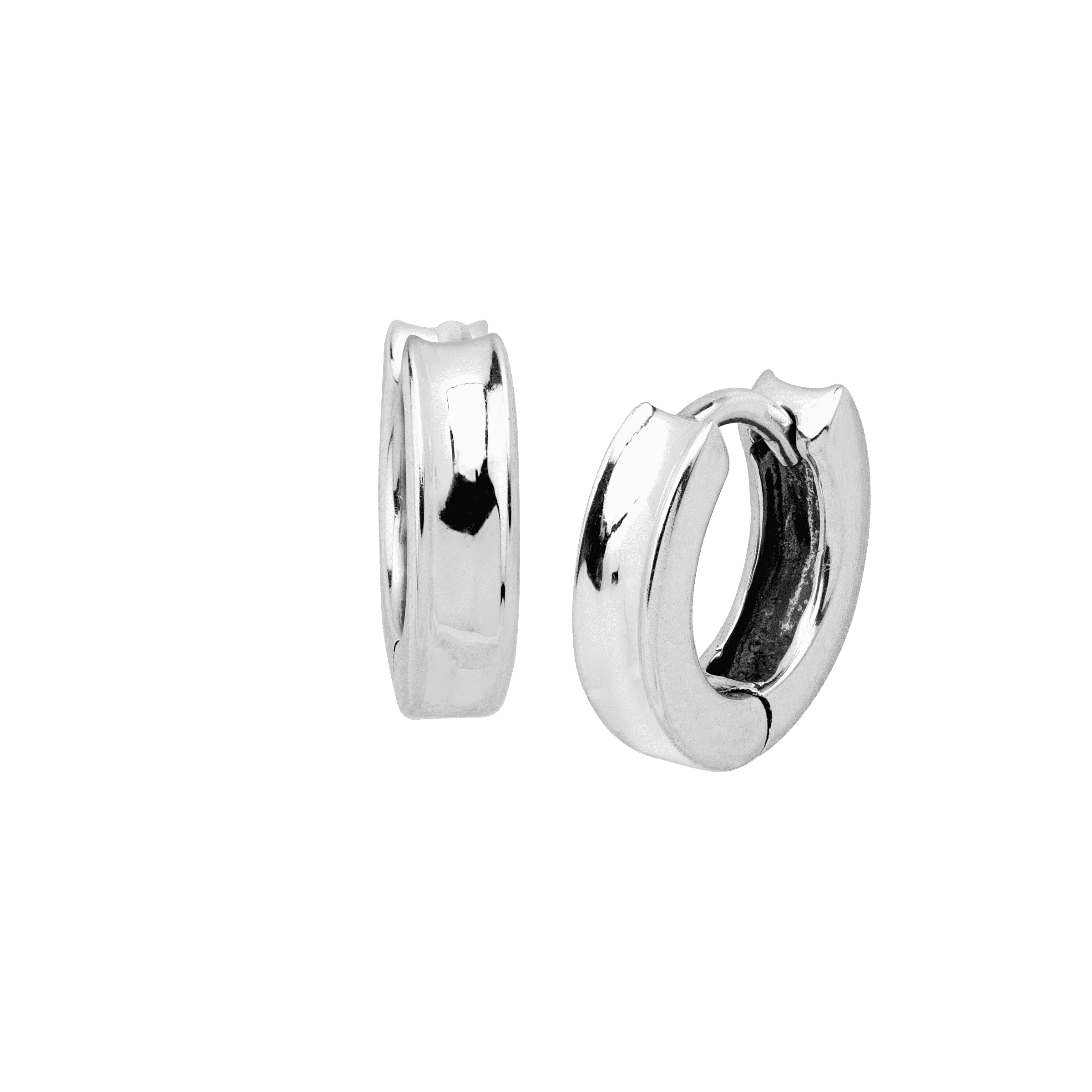 SilpadaSoleil Concave' Huggie Hoop Earrings in Sterling Silver